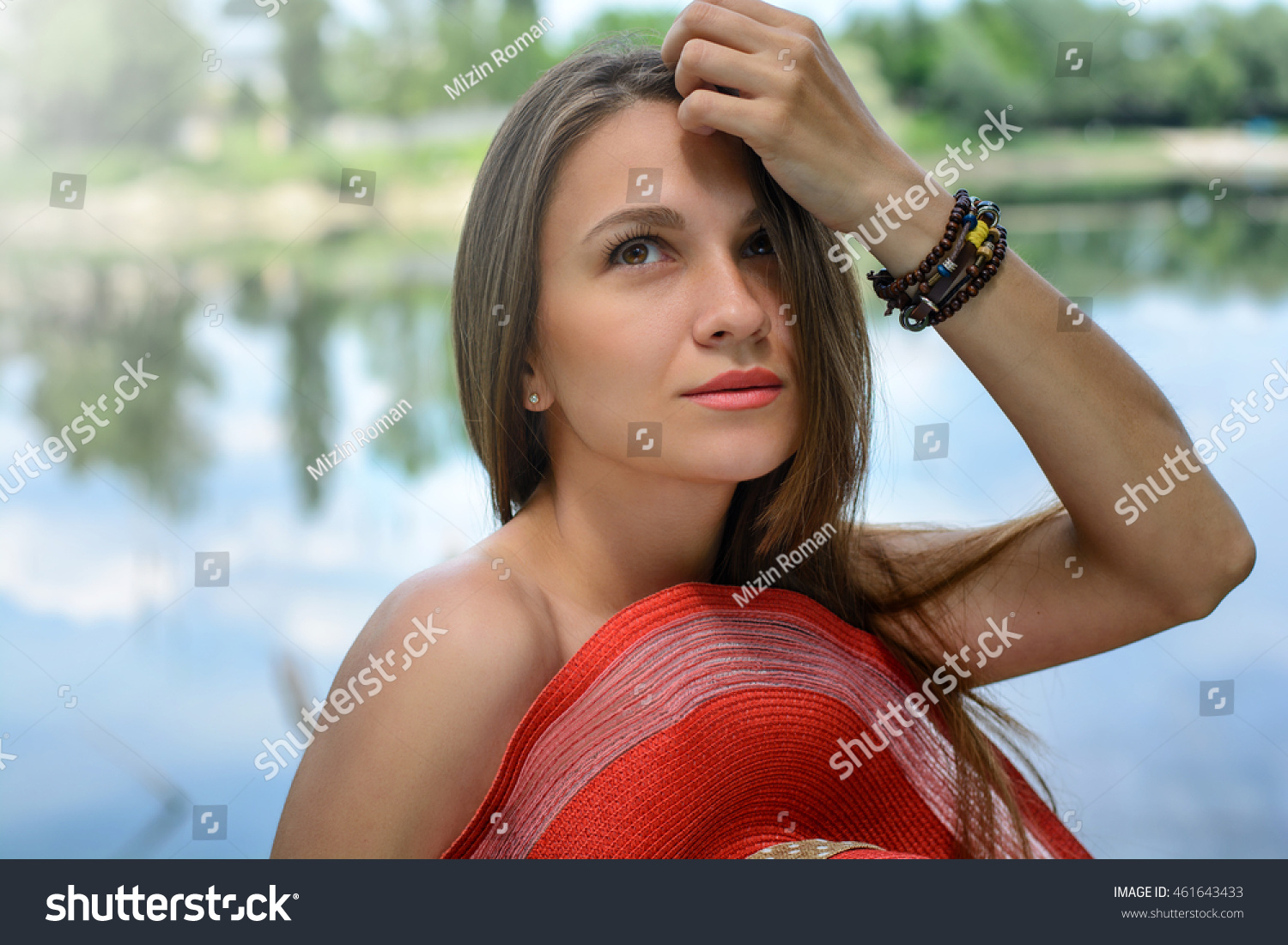 Beautiful Naked Girl Red Hat Smiling Stock Photo Shutterstock