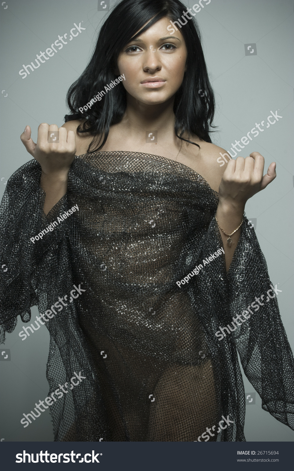 Beautiful Naked Woman Transparent Material Front Stock Photo Edit Now