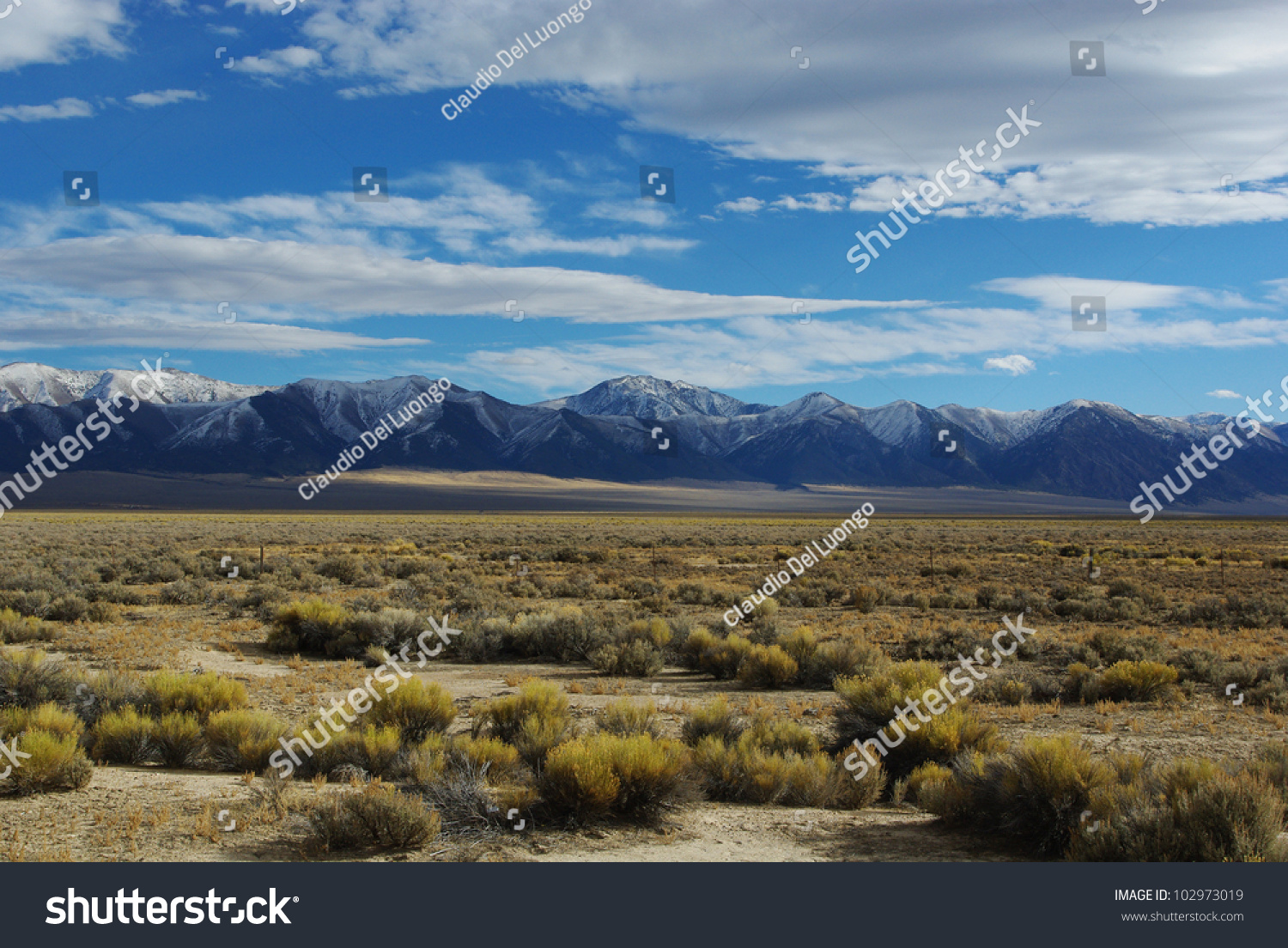 Beautiful Nevada Desert High Snowy Mountain Stock Photo (Edit Now ...