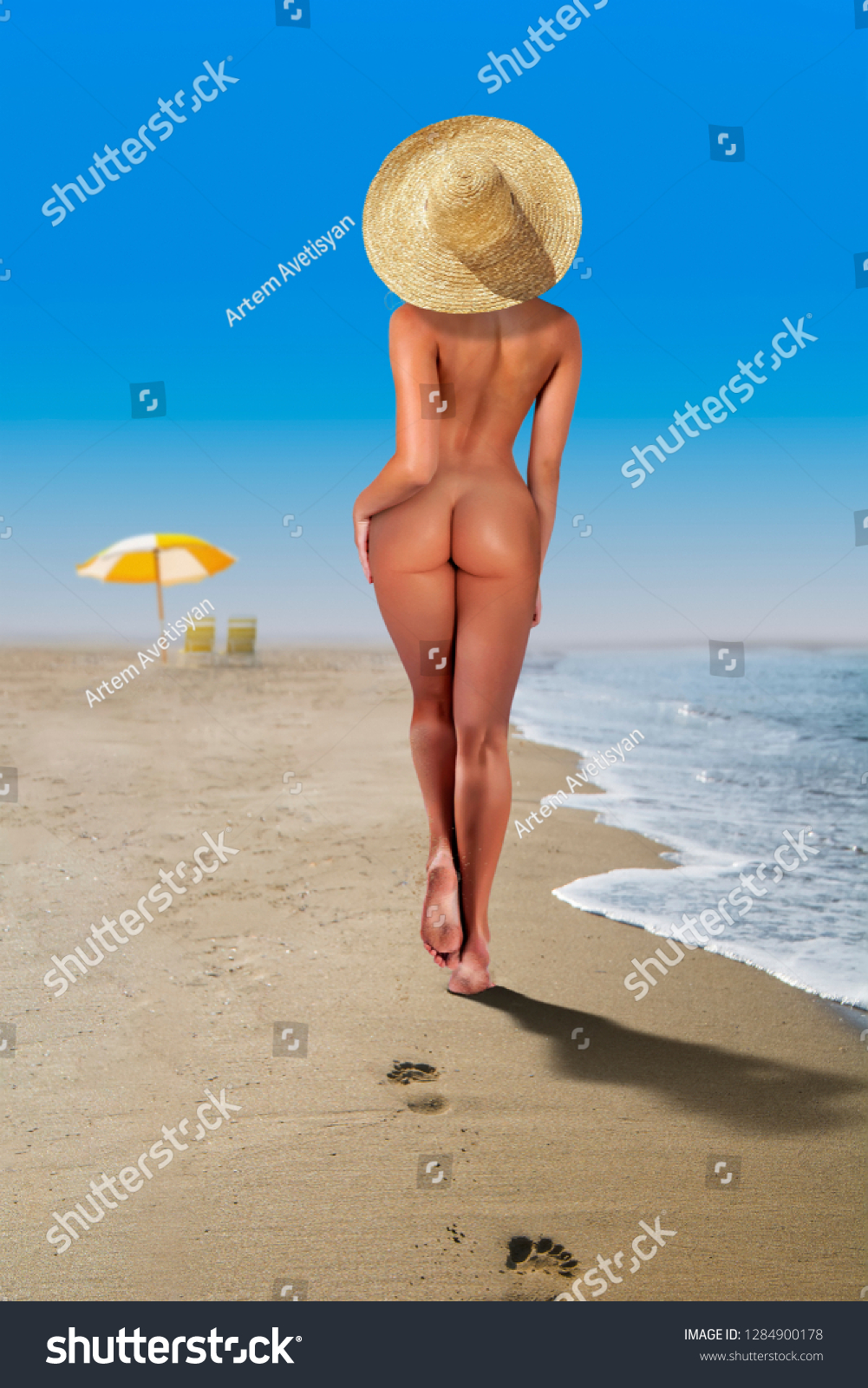 nudist walking beach naked