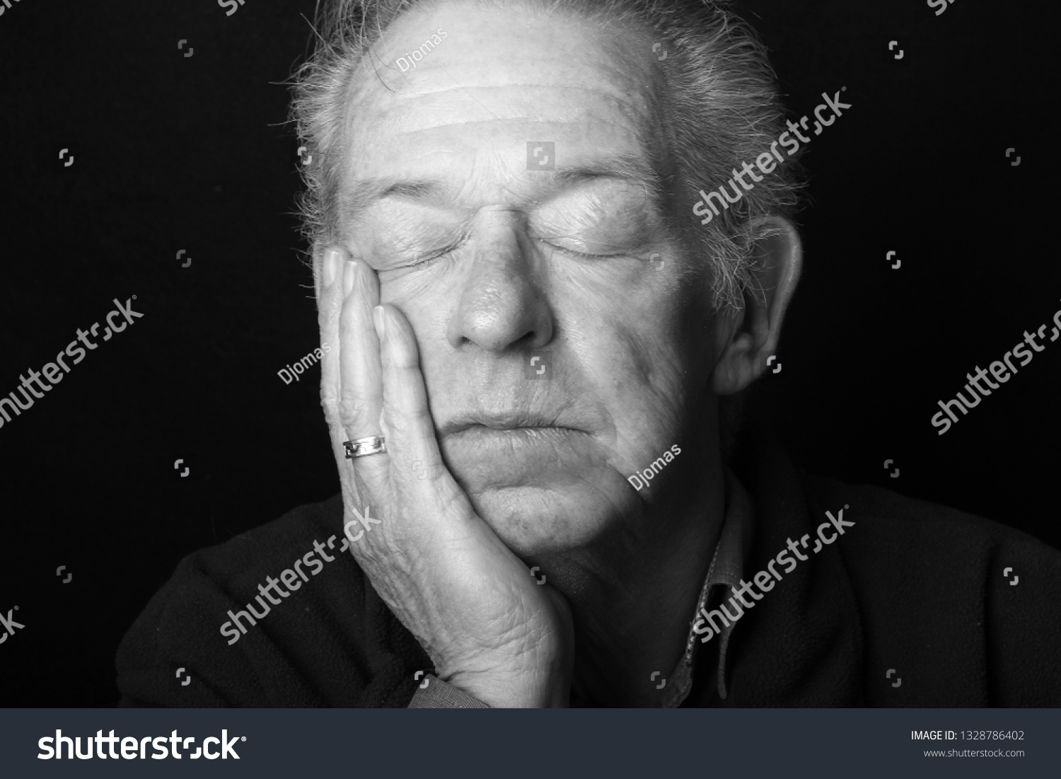 Beautiful Old Man Expressions Black White Stock Photo (Edit Now) 1328786402