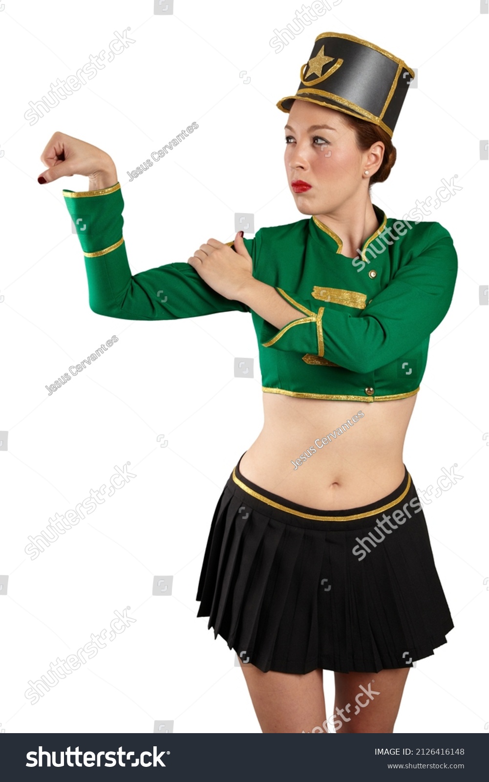 Beautiful Patriotic Proud Redhead Cheerleader Green Stock Photo ...