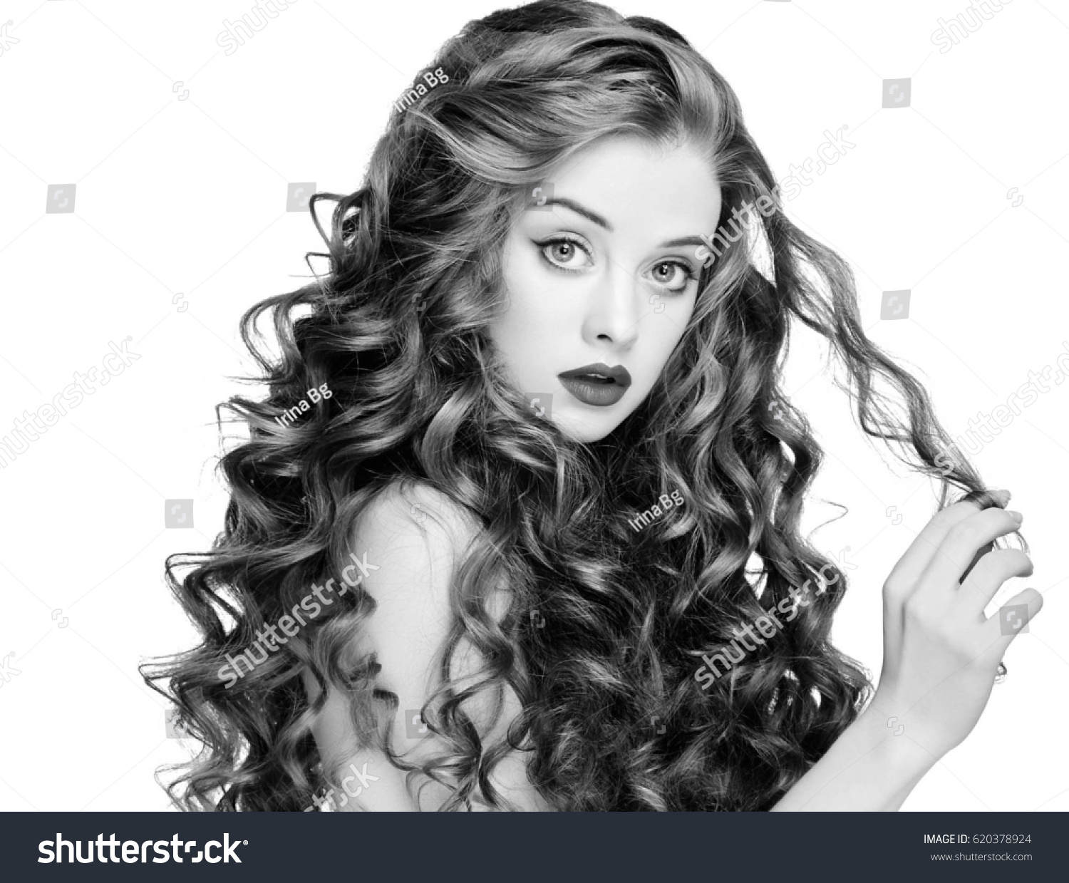 Beautiful People Woman Curly Hair Fashion Stock Photo Edit Now