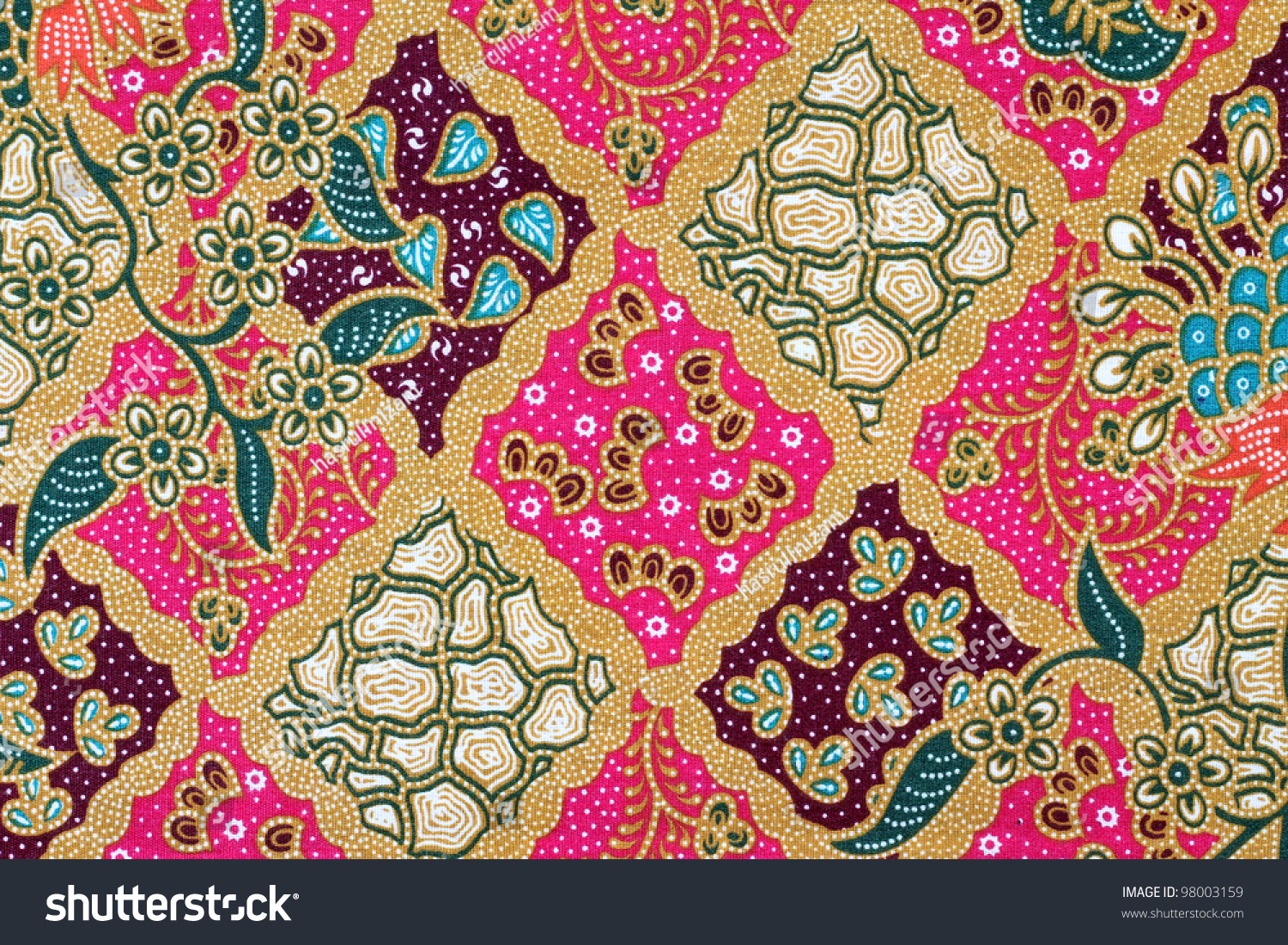 Beautiful Pink Batik Patterns Stock Photo 98003159 : Shutterstock