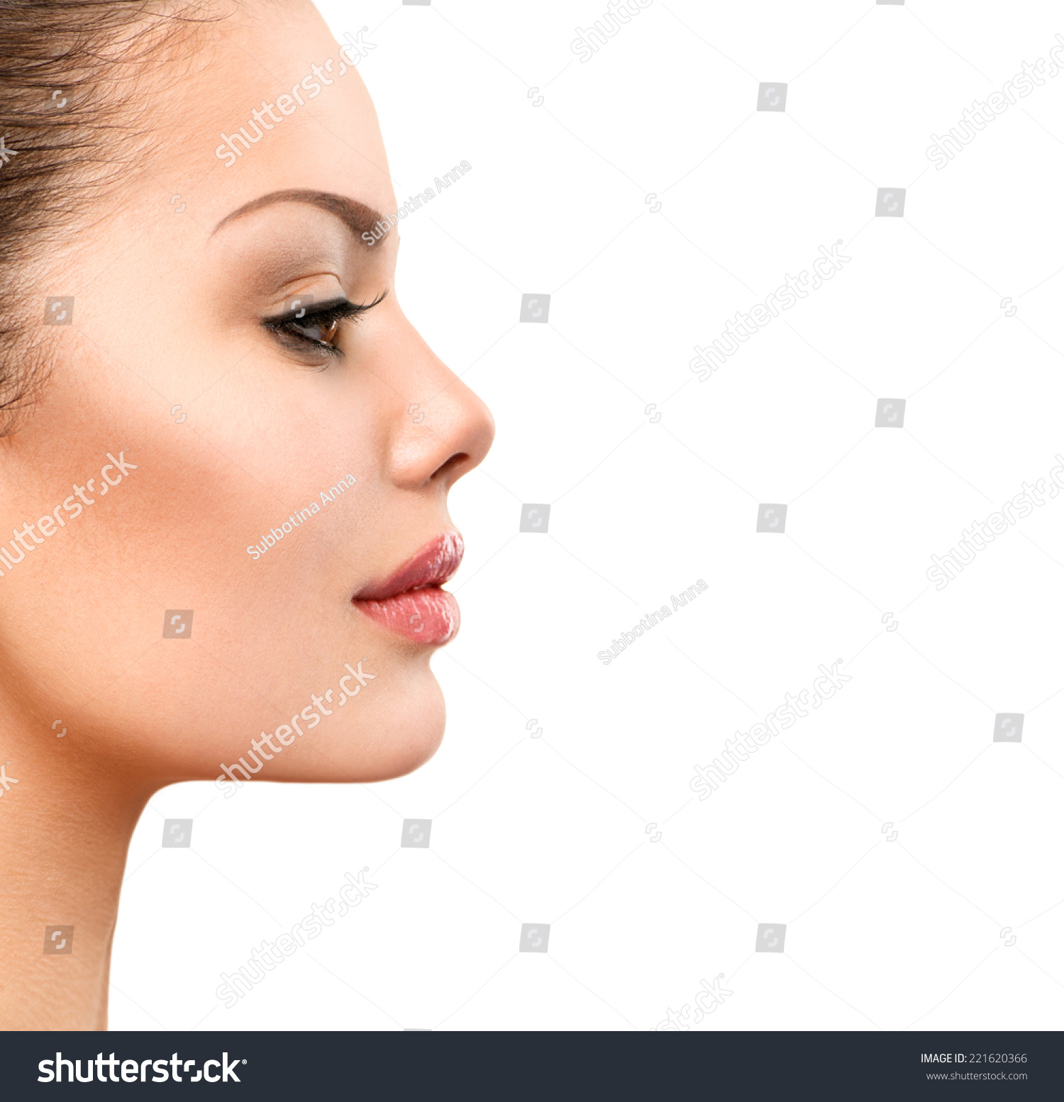 Beautiful Profile Face Young Woman Clean Stock Photo 221620366 ...