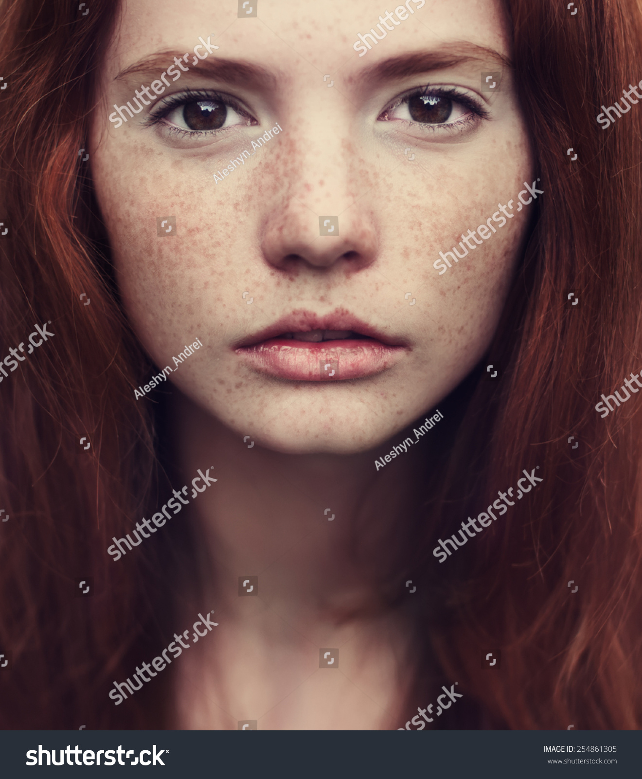 Beautiful Red-Haired Girl Close-Up Stock Photo 254861305 : Shutterstock