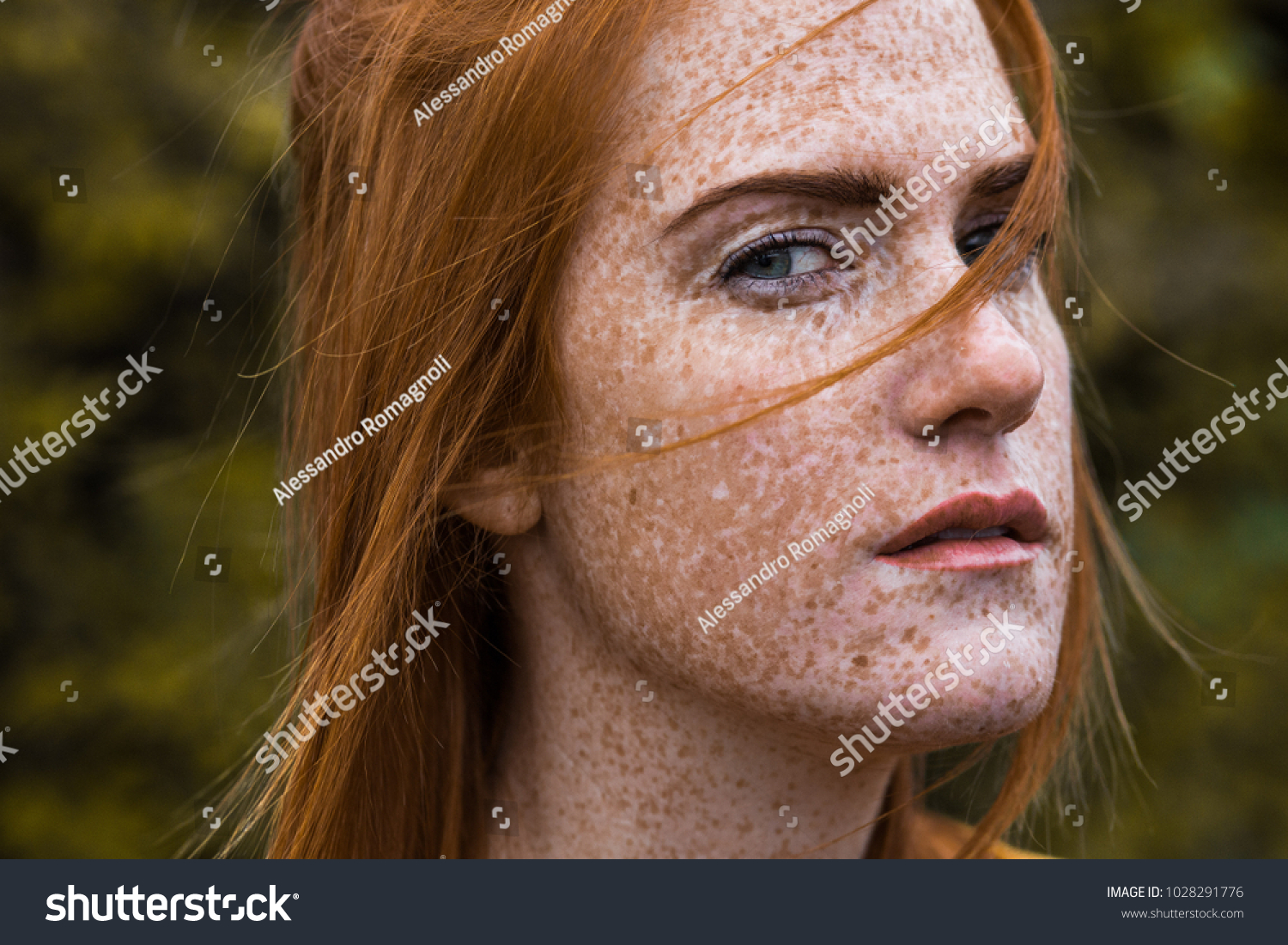 Beautiful Red Haired Irish Girl Blu Stock Photo Edit Now 1028291776