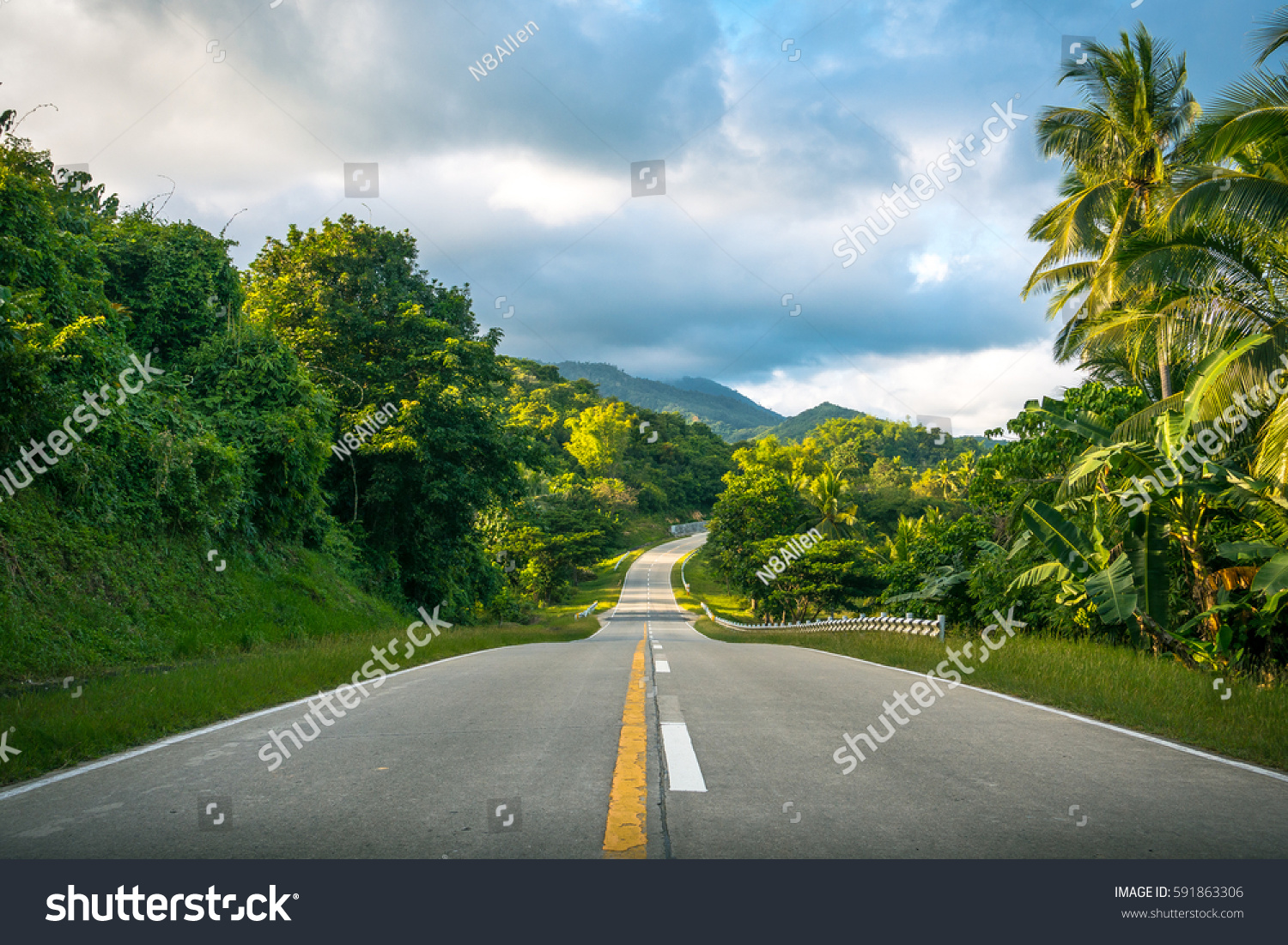 Beautiful Road Cutting Through Lush Tropical Stock Photo 591863306 ...