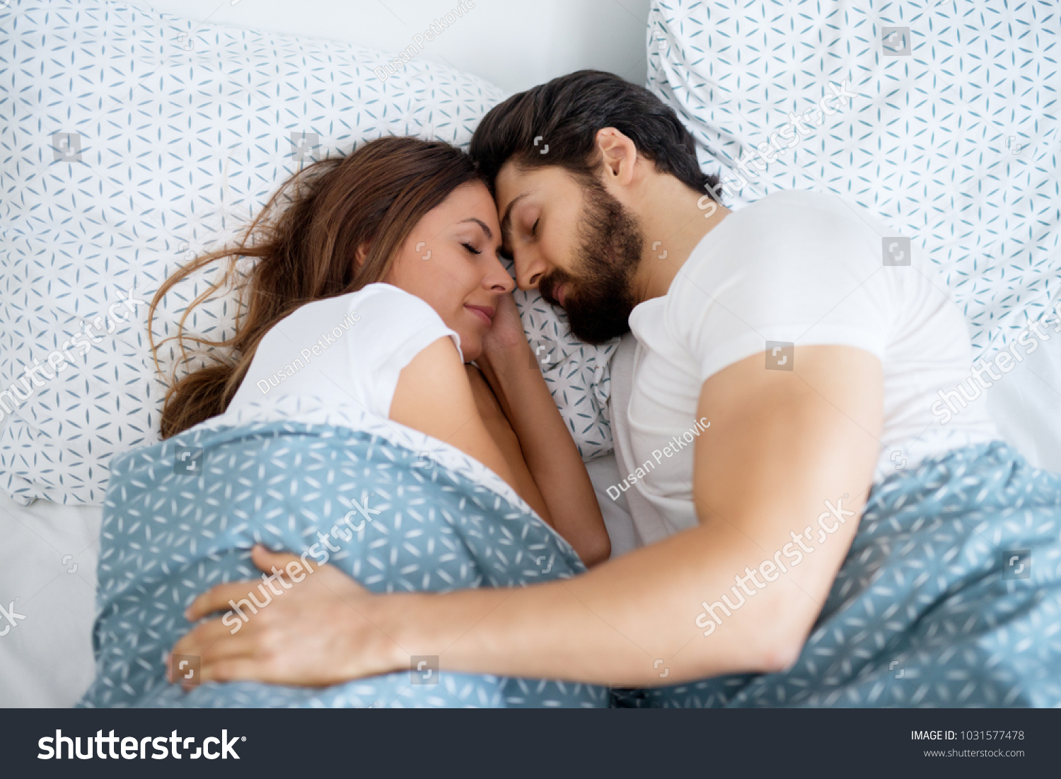 Beautiful Romantic Couple Love Sleeping Together Stock Photo (Edit Now