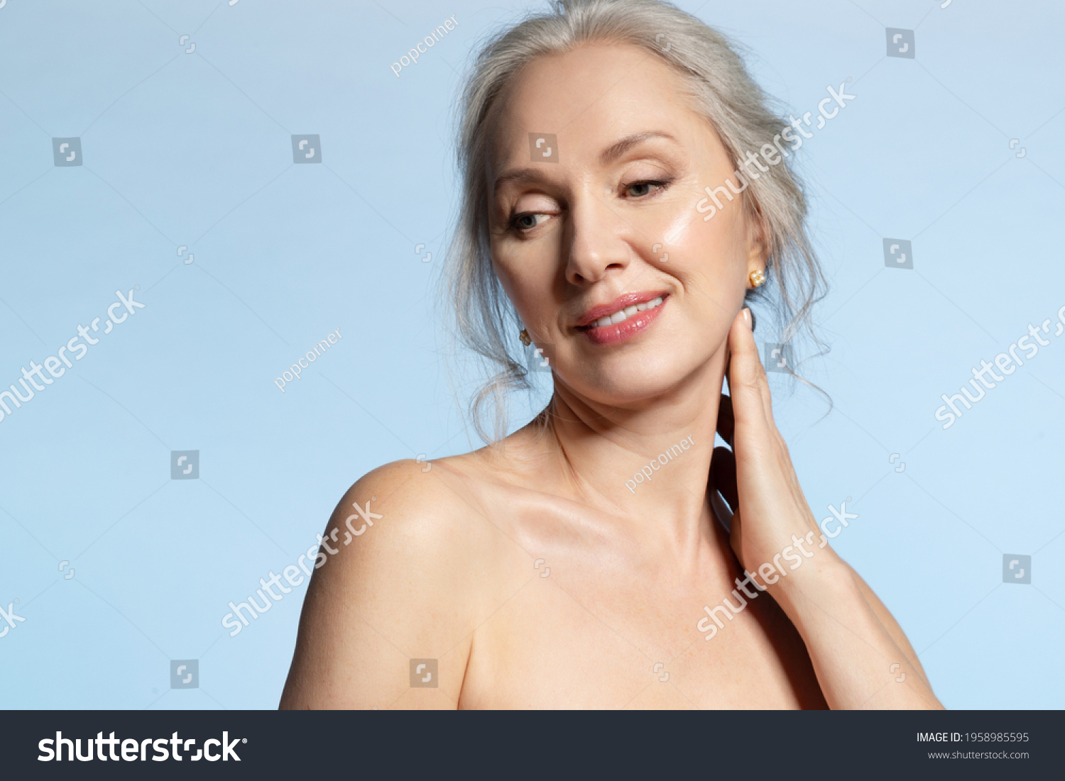 Beautiful S Grayhaired Senior Female Naked Stock Photo