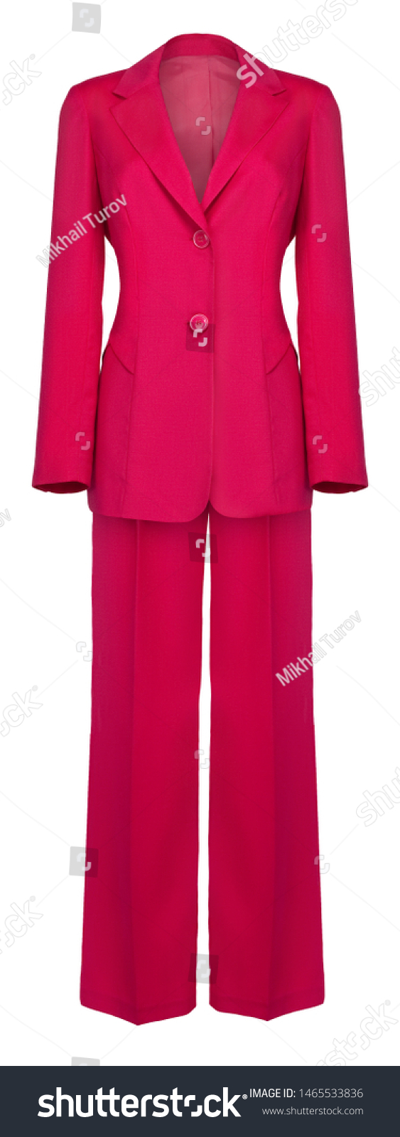 bright pink trouser suit