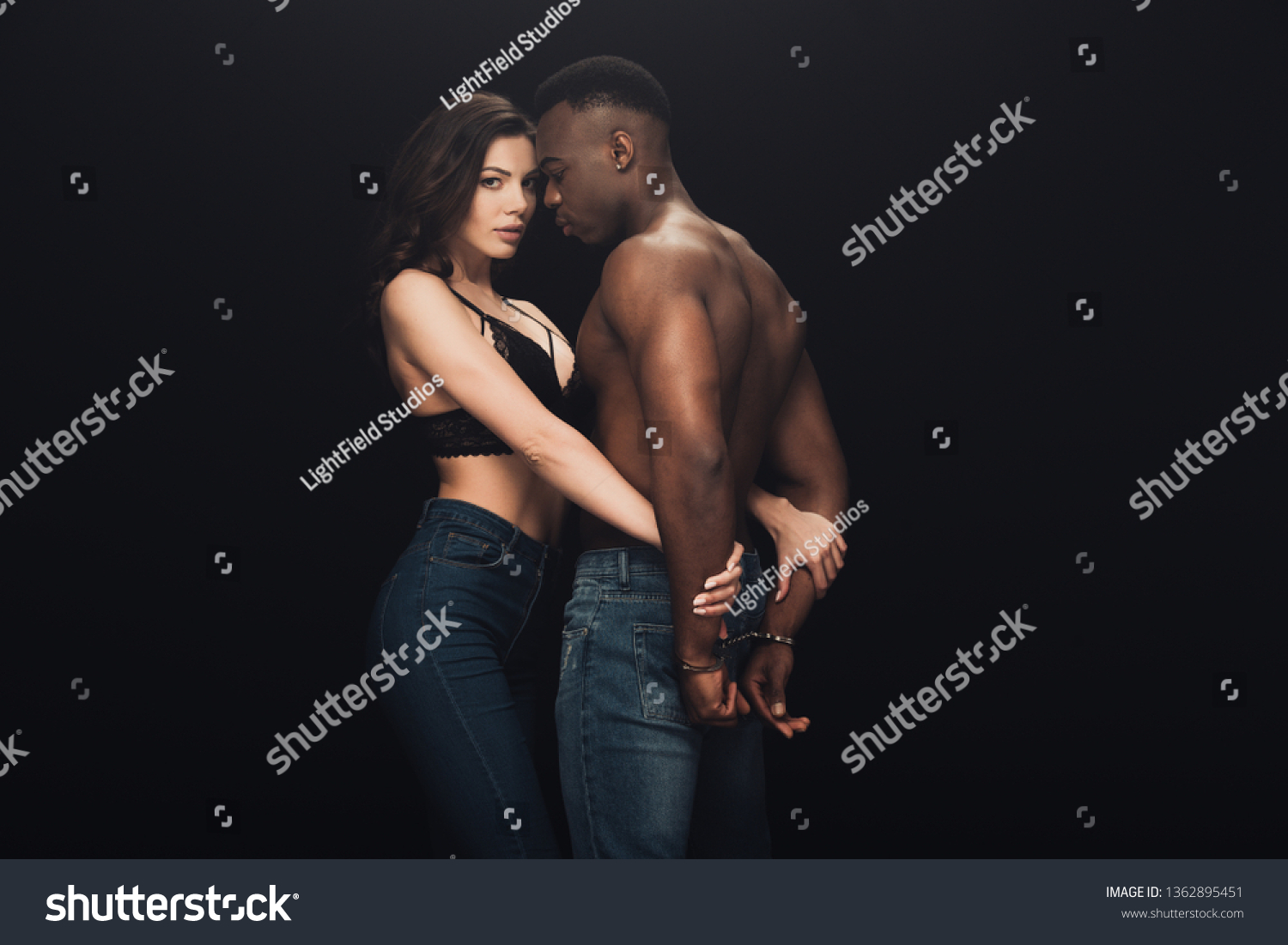 Handcuffed hot women Beautiful Sexy Woman Hugging Shirtless African Stock Photo Edit Now 1362895451