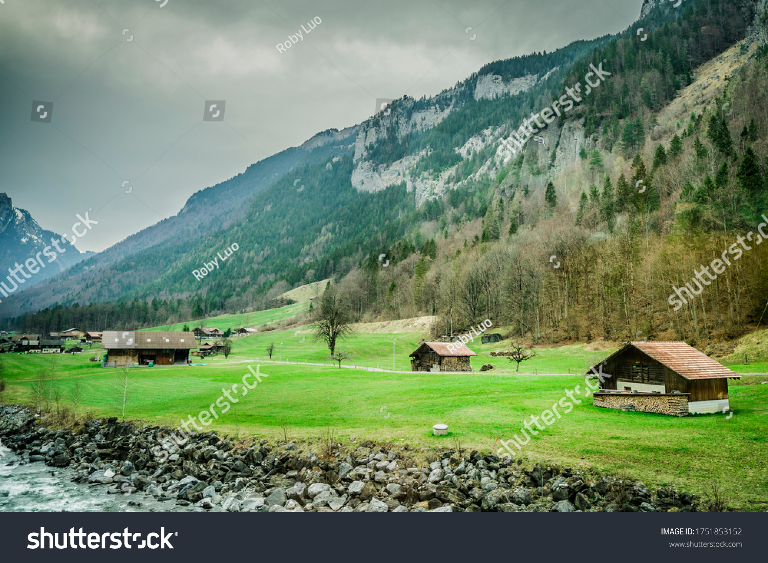 Beautiful Small Houses Green Green Grass Stock Photo Edit Now 1751853152