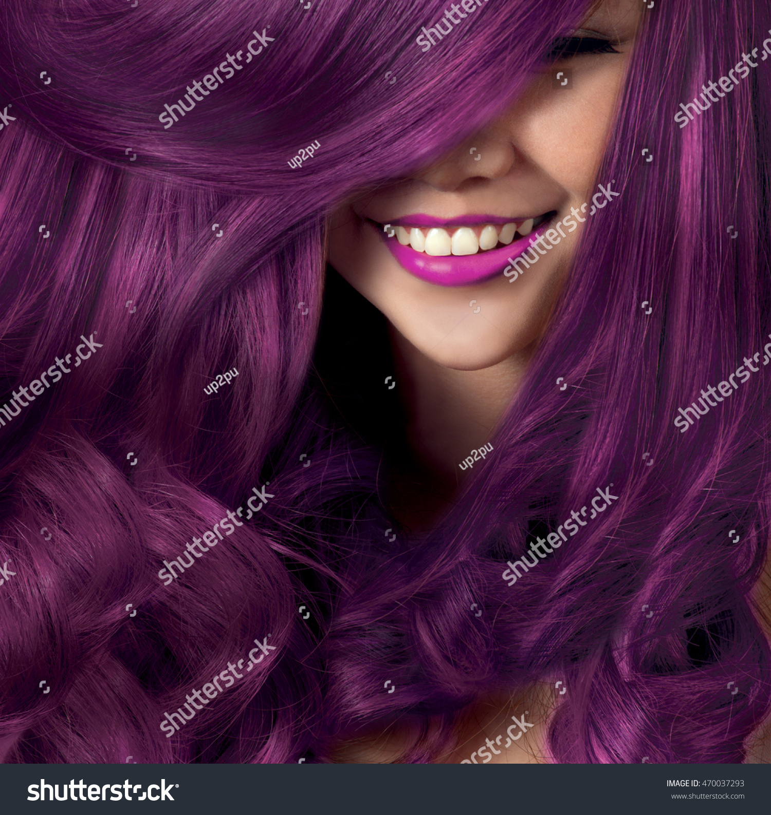 Beautiful Smile Model Silky Hair Colorful Stock Photo Edit Now
