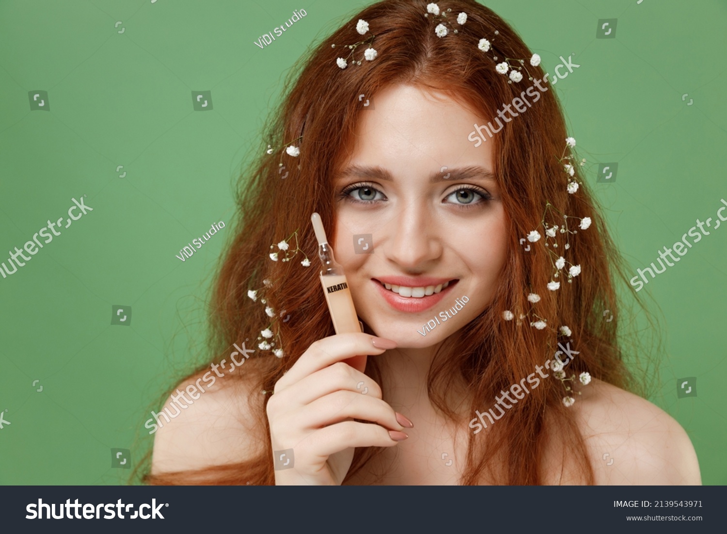 Beautiful Smiling Half Naked Topless Redhead Stock Photo Edit Now