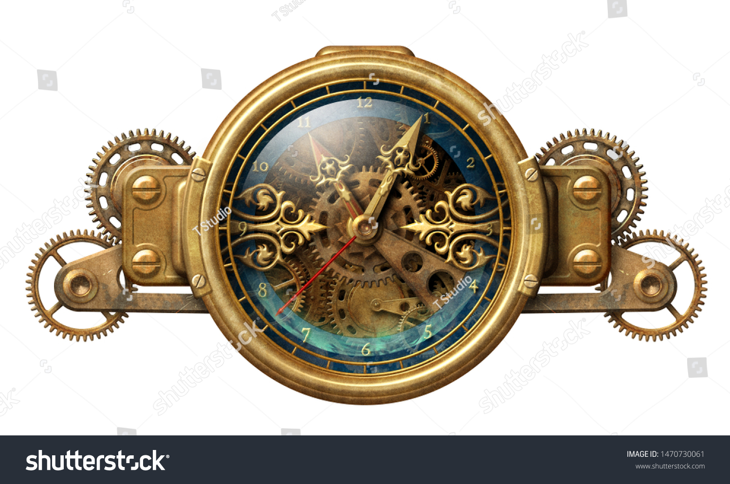 Beautiful Steampunk Clock Aged Metal Frame Stock Illustration ...