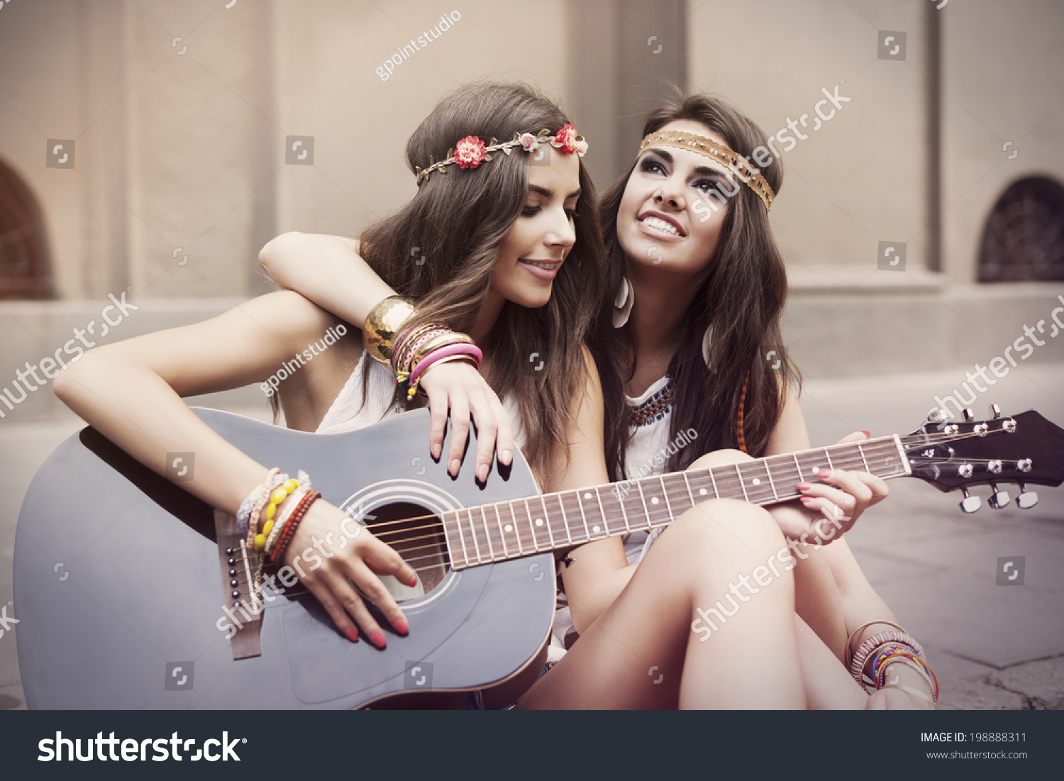 With guitar stylish girl rare photo With guitar stylish girl exclusive photo