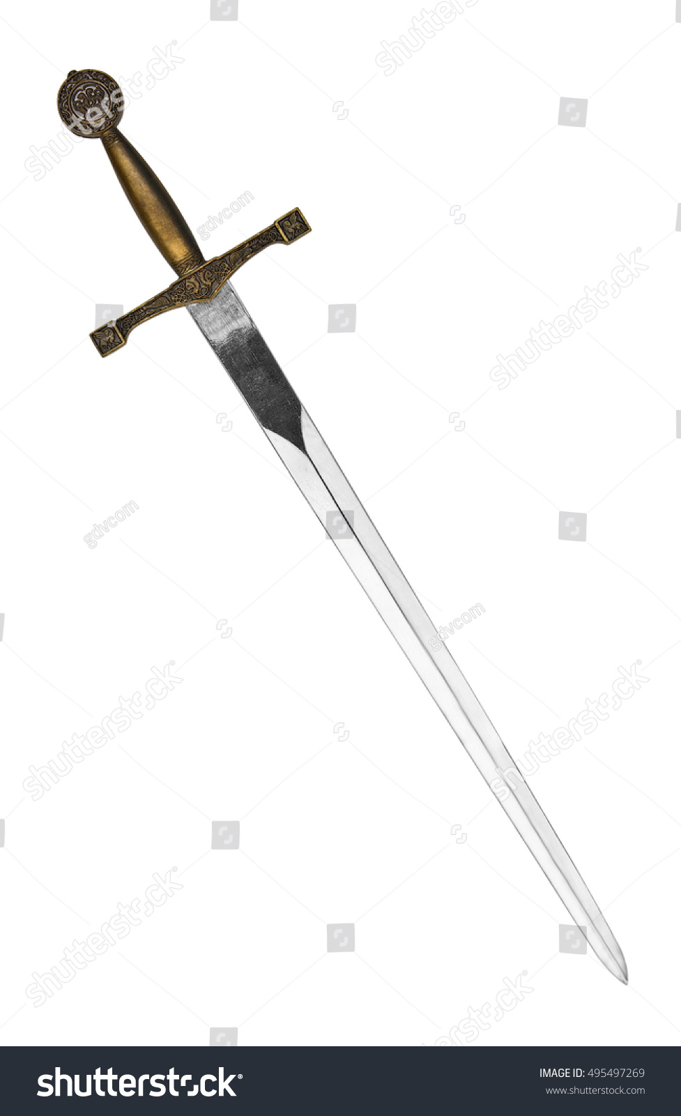 Beautiful Sword Isolated On White Background Stock Photo 495497269 ...