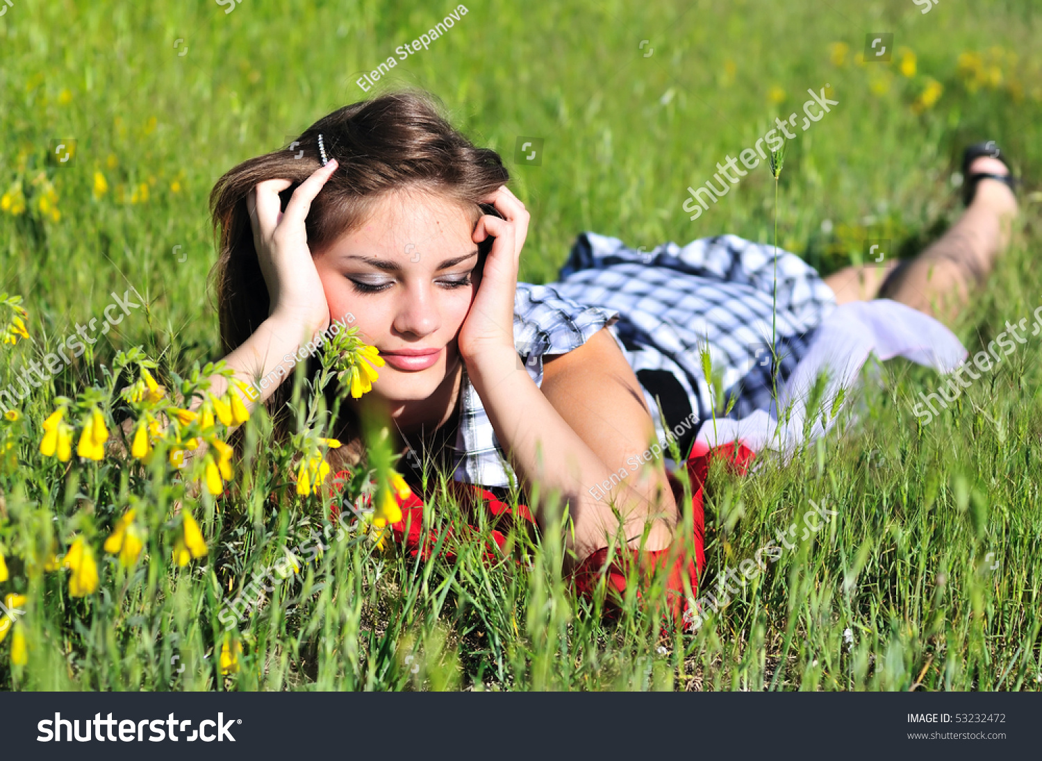 Beautiful Teen Girl Laying On Spring Stock Photo 53232472 | Shutterstock