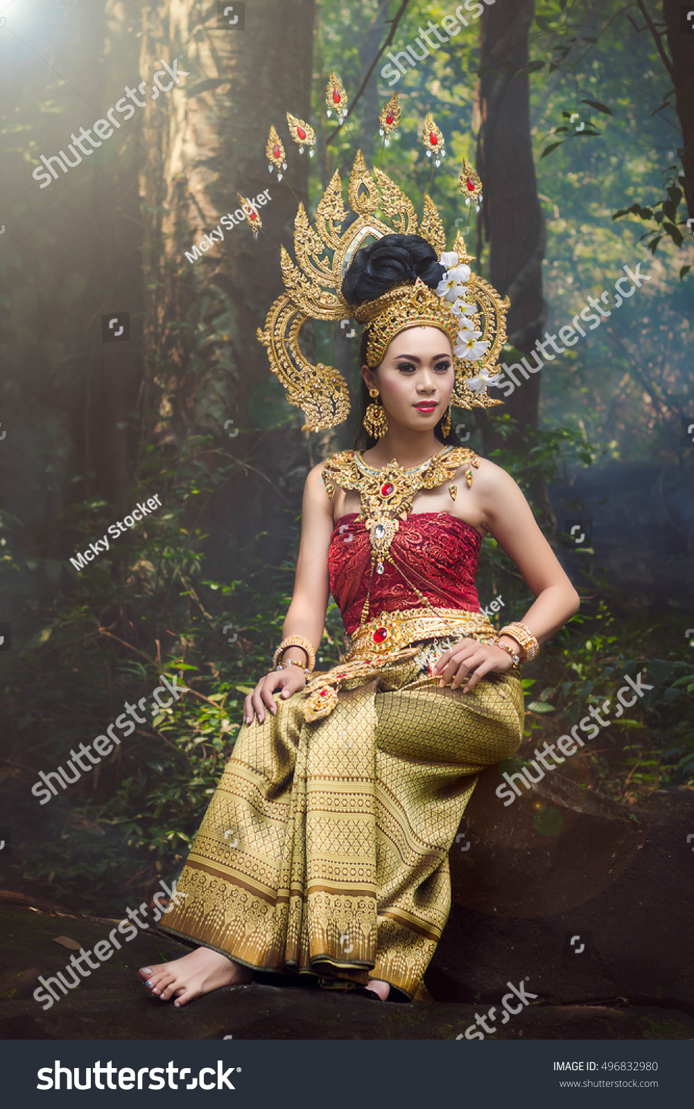 Beautiful Thai Women Traditional Thai Suit Stock Photo Edit Now