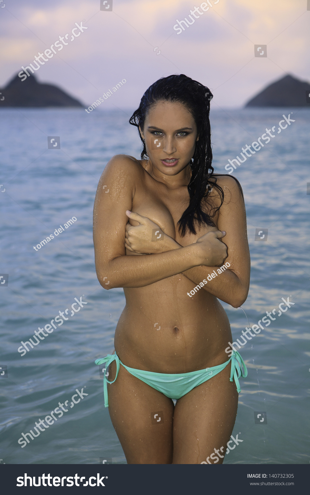 Naked girls by the beach Beautiful Topless Girl Bikini On Beach Stock Photo Edit Now 140732305