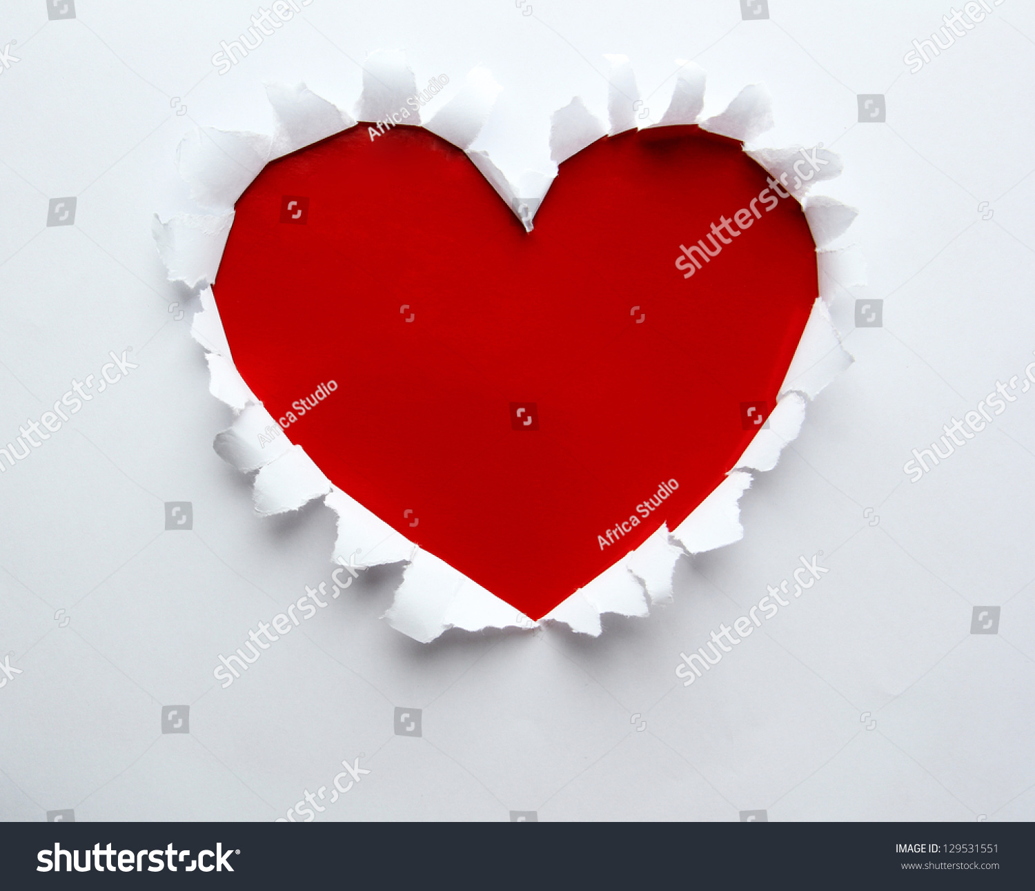 Beautiful Torn Paper Heart Shape Symbol Stock Photo 129531551 ...