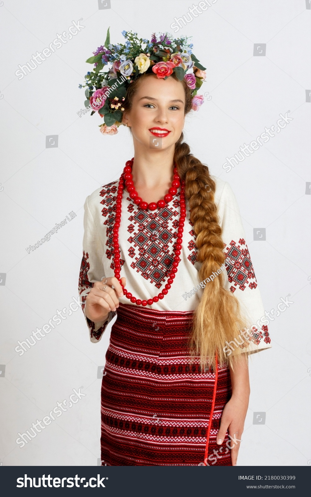 Beautiful Ukrainian Girl National Costume Vyshyvanka Stock Photo ...