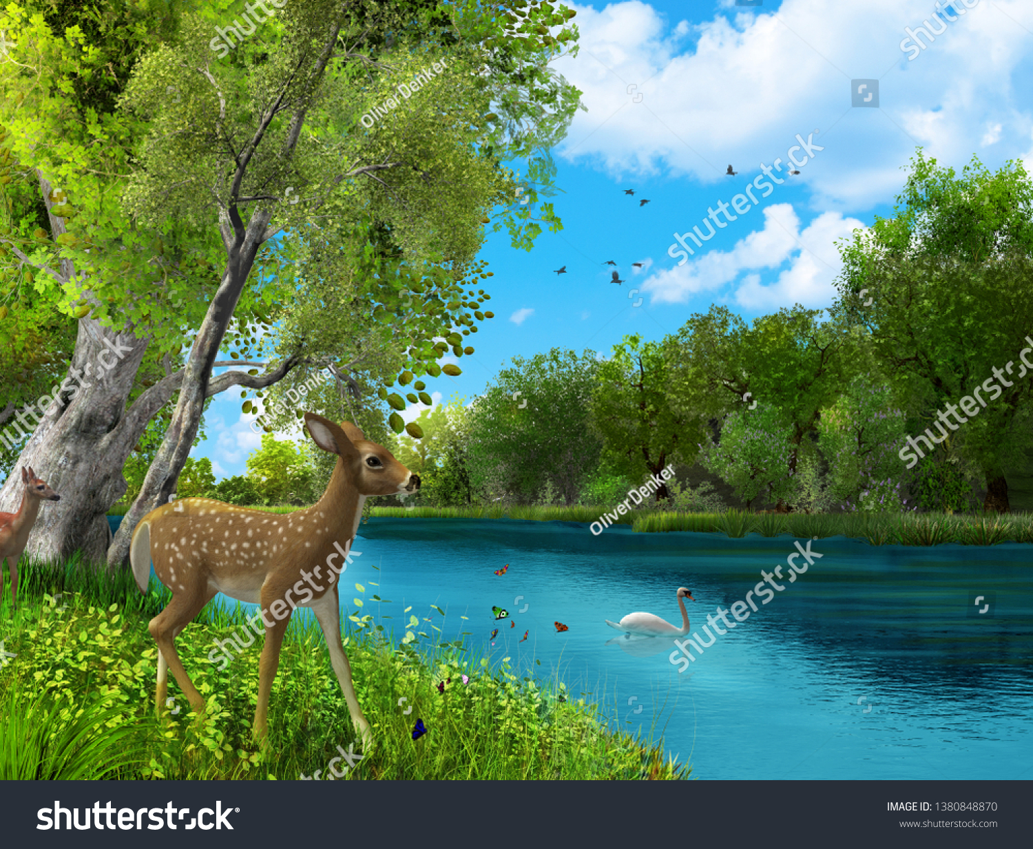 Beautiful Untouched Nature Paradise Peaceful Stock Illustration 1380848870