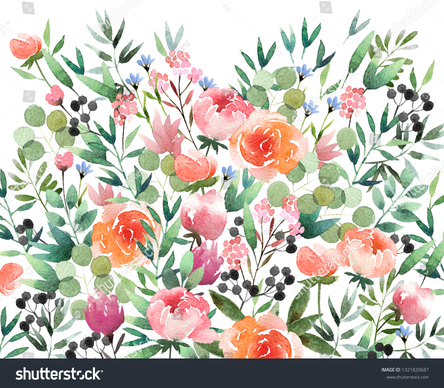 Beautiful Watercolor Flower Background Isolated On Stock