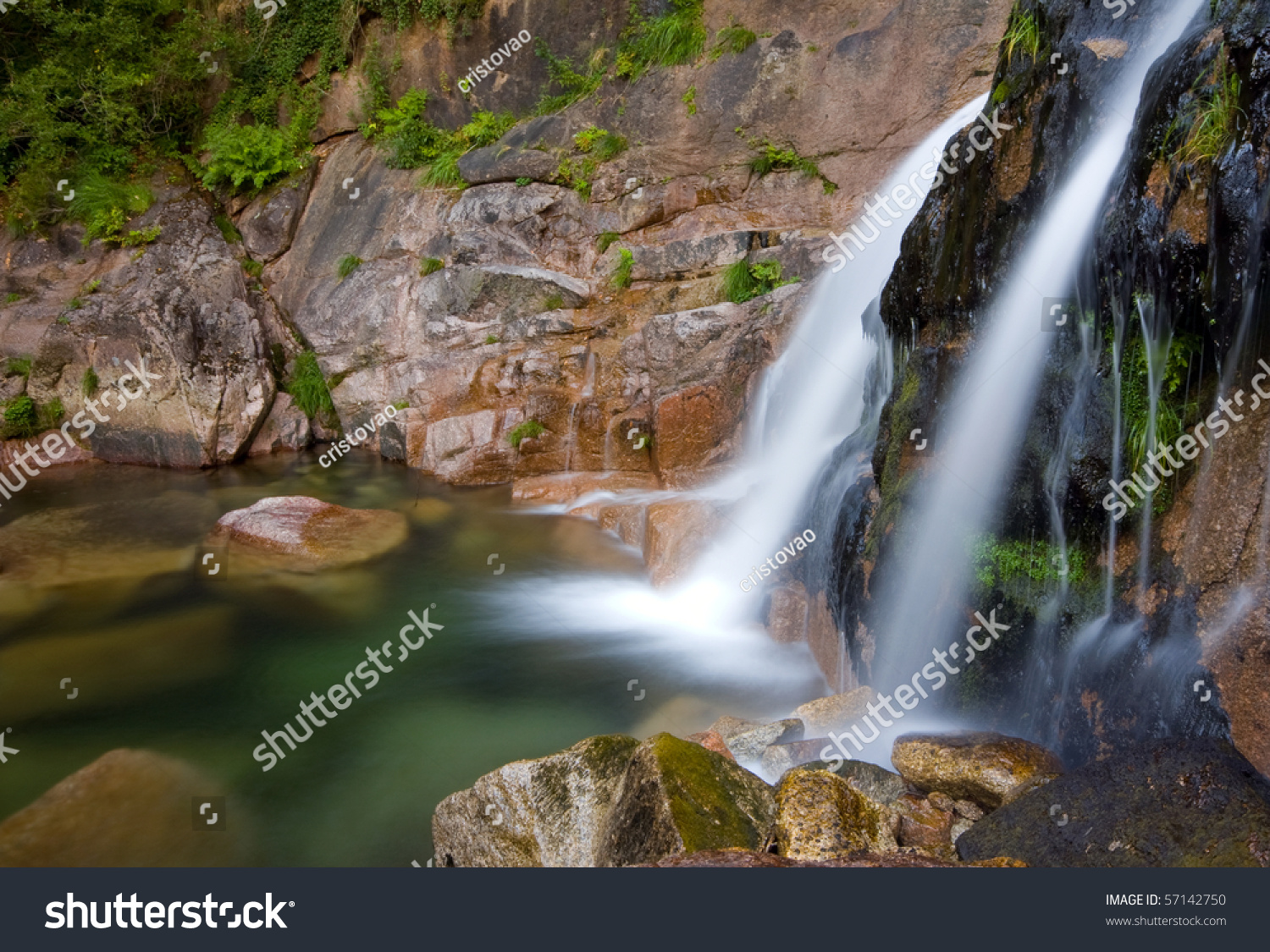 Beautiful Waterfall National Park Portugal Stock Photo 57142750 ...