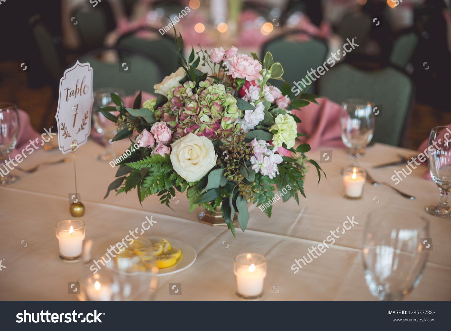 Beautiful Wedding Reception Centerpiece White Green