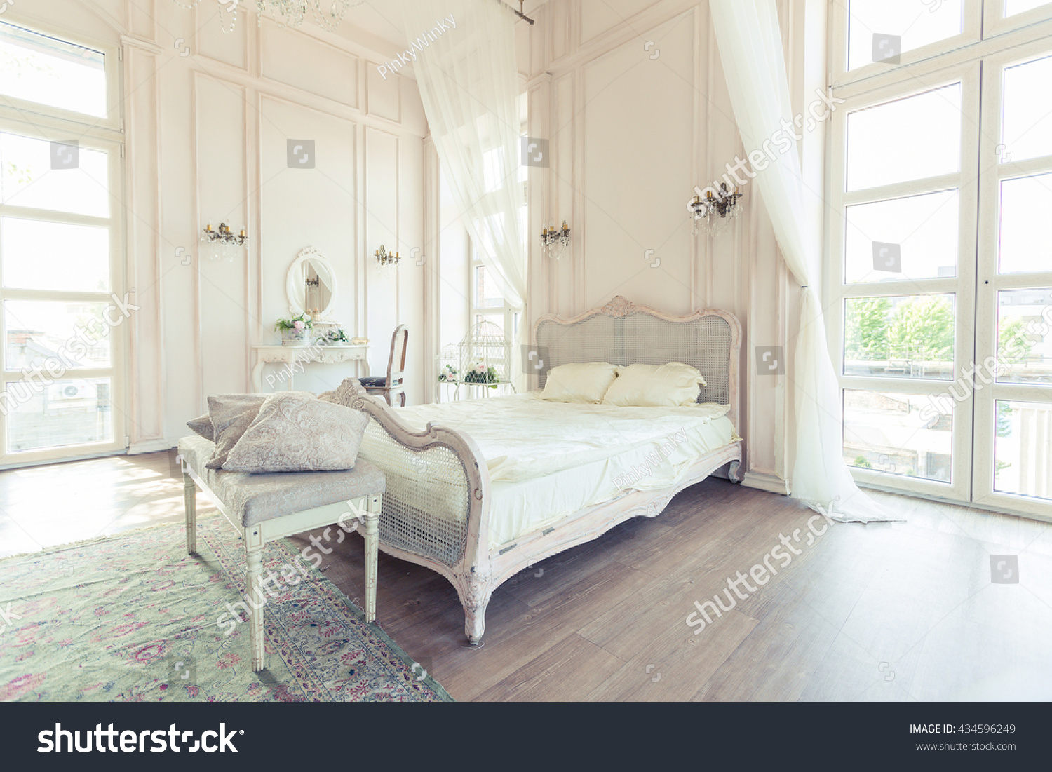 iBeautifuli iWhitei Bright Clean Interior iBedroomi Stock Photo 