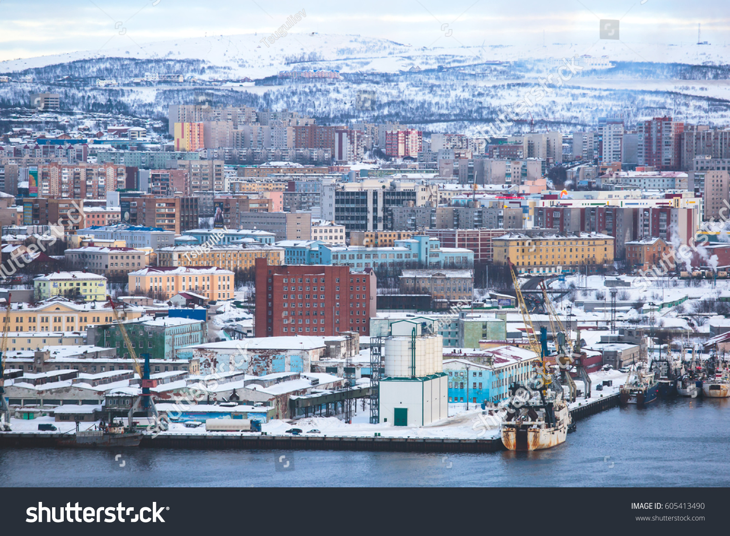 Beautiful Winter Vibrant View Murmansk Russia Stock Photo 605413490 ...