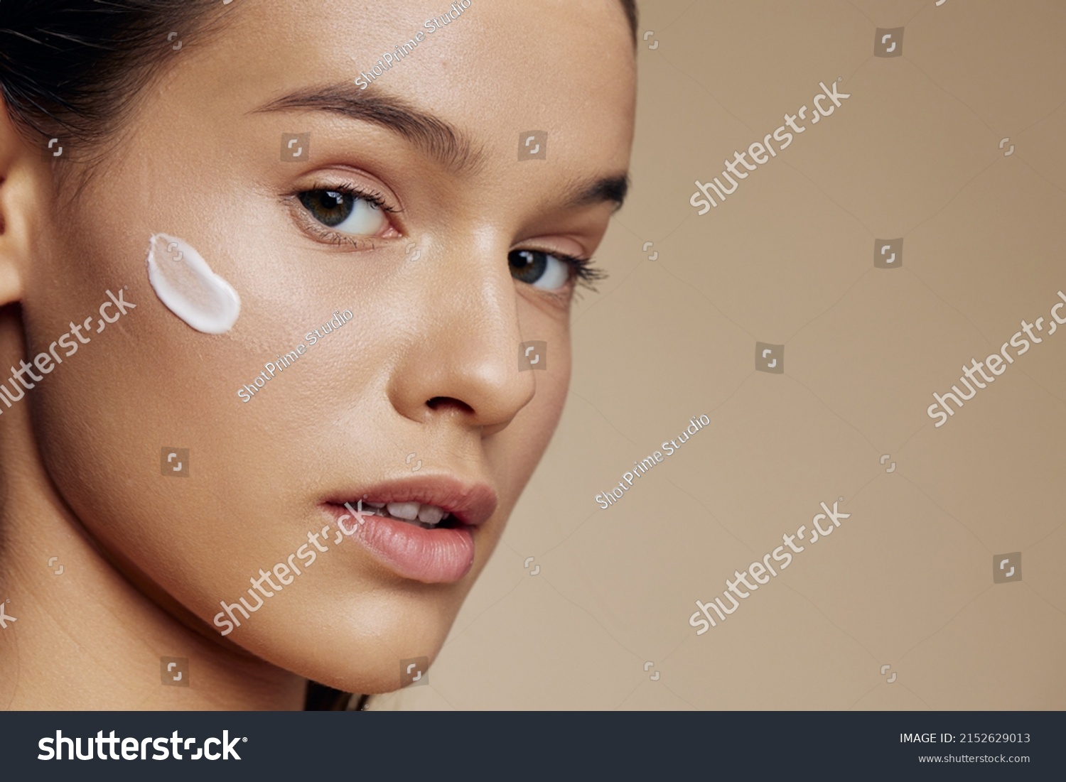 Beautiful Woman Face Mask Cream Clean Stock Photo 2152629013 | Shutterstock