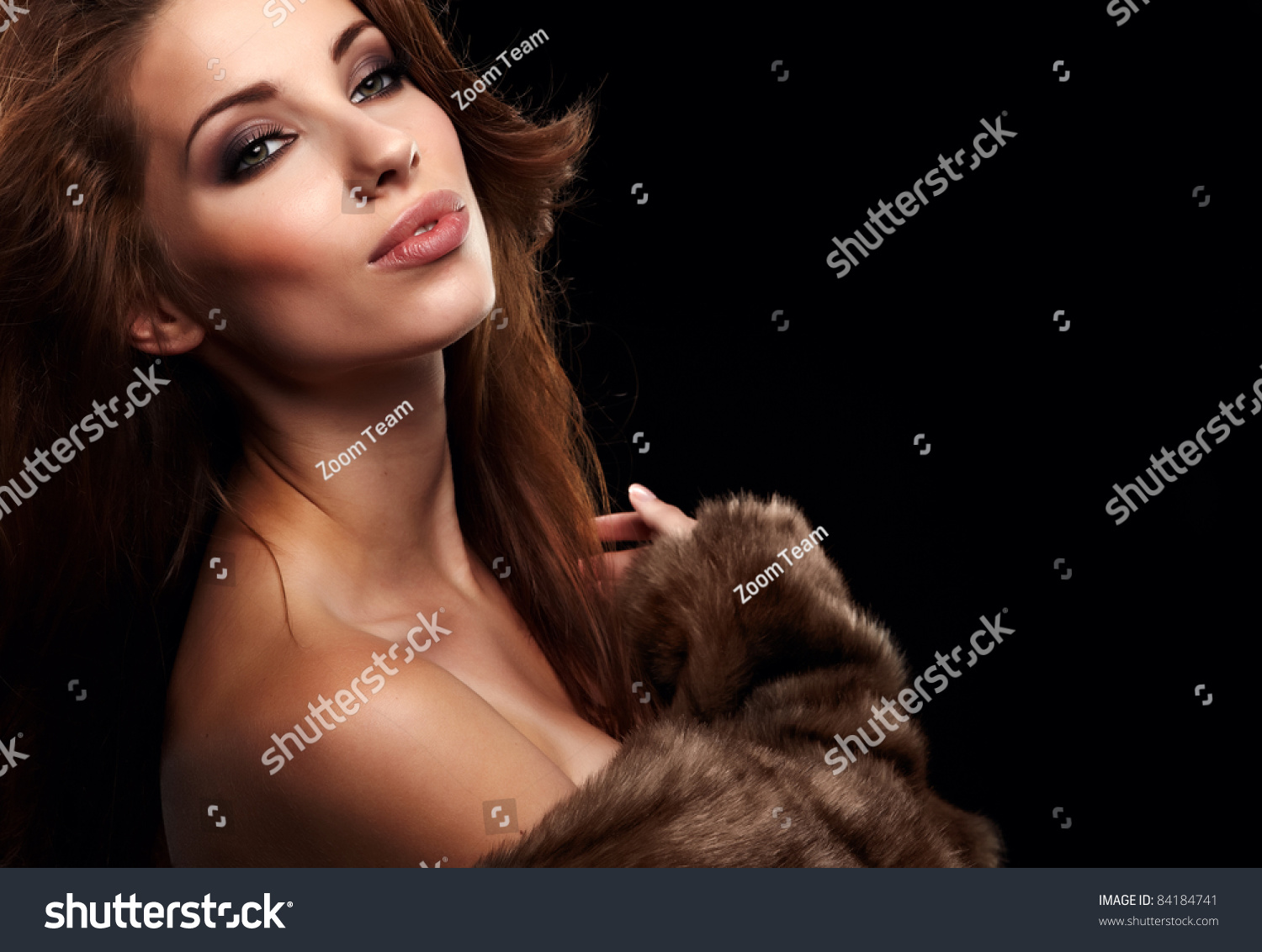 Beautiful Woman Fur Coat Stock Photo 84184741 Shutterstock