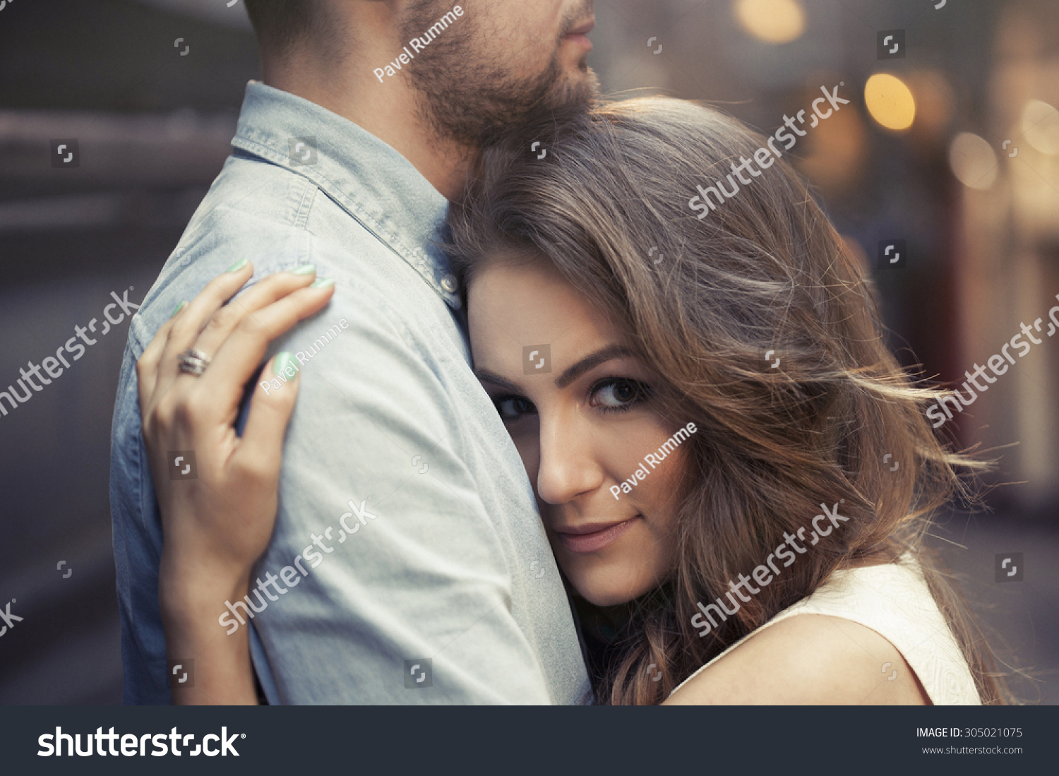 Beautiful Woman Laying Her Head On Man'S Chest Stock Photo 305021075 ...