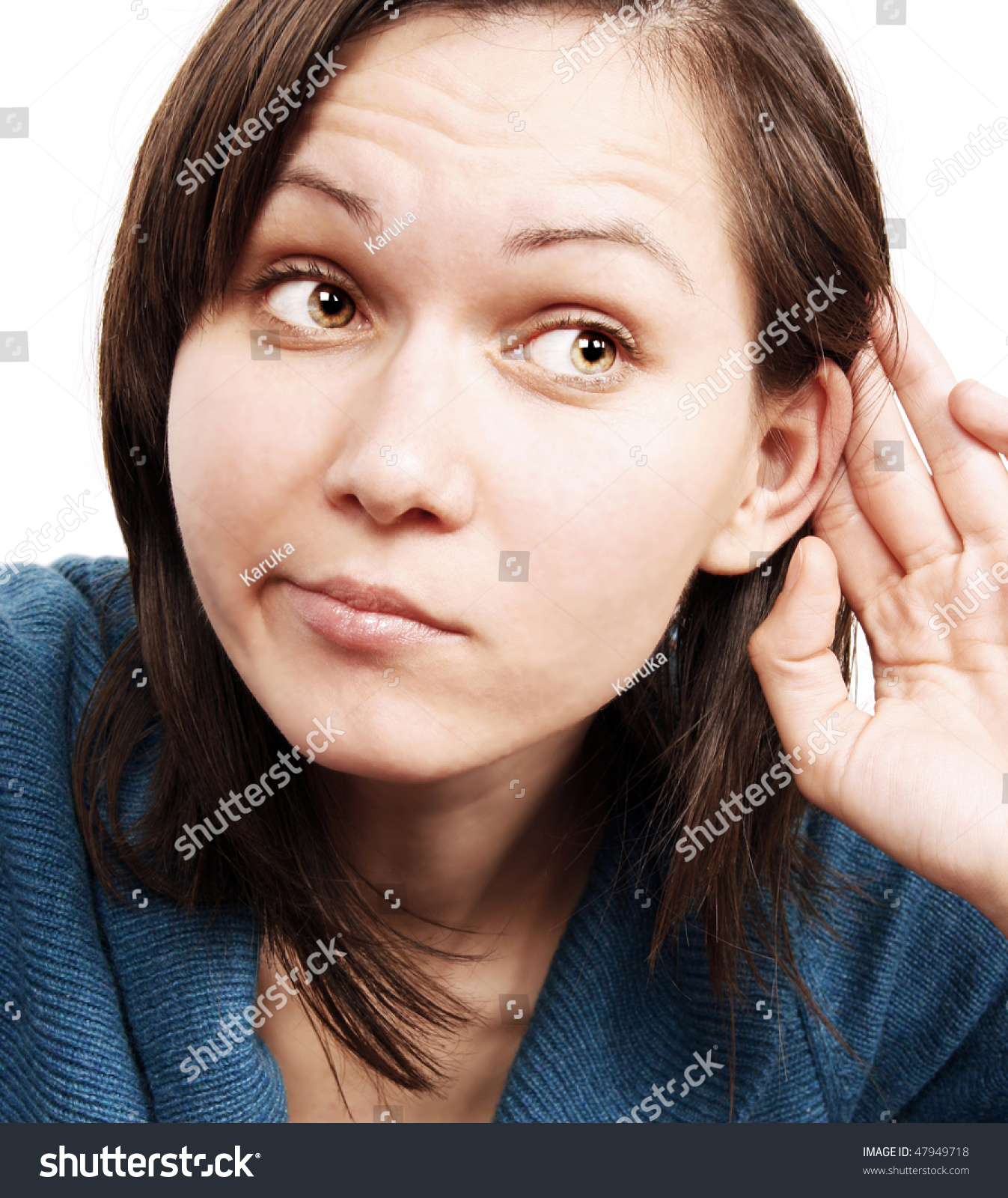 Beautiful Woman Listening Secret Stock Photo (Edit Now) 47949718