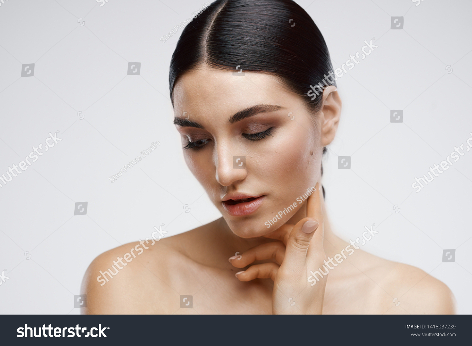 Beautiful Woman Naked Shoulders Dark Hair Stock Photo Shutterstock