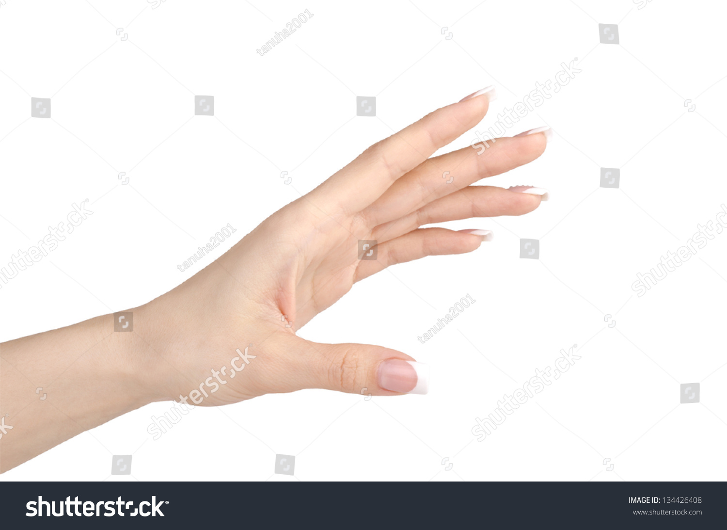 Beautiful Woman'S Hand,Open Palm Isolated On White Background. Stock ...