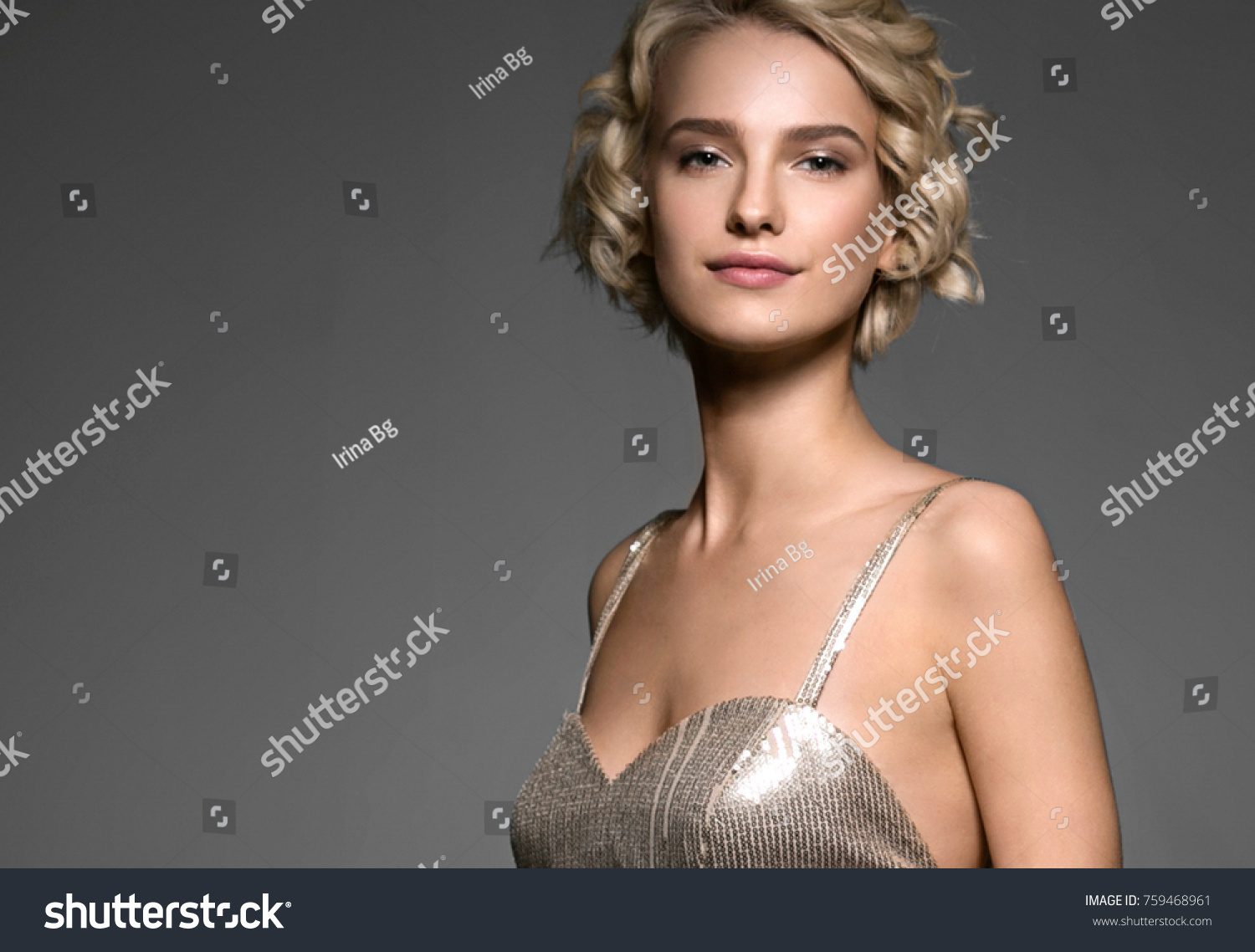 Beautiful Woman Short Blonde Hair Elegant Stock Photo Edit Now