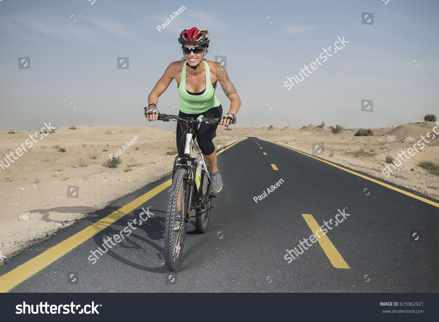 Beautiful Woman Wearing Bicycle Helmet Sports Stock Photo Edit Now