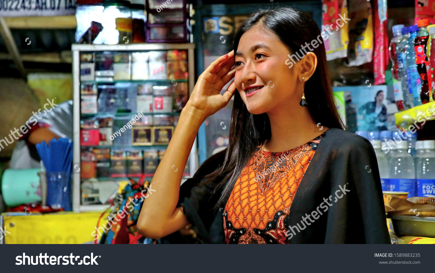 Beautiful Woman When Front Grocery Store Stock Photo 1589883235 ...