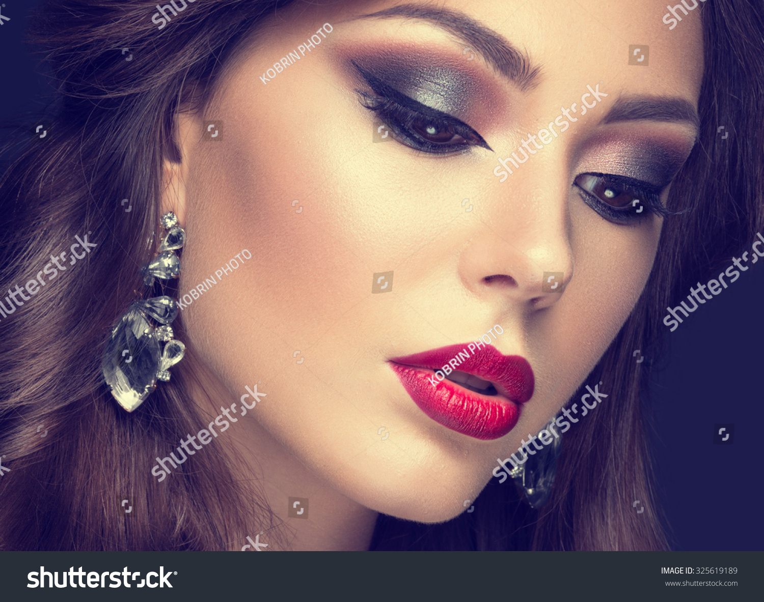 Beautiful Woman Arabic Makeup Red Lips Stock Photo (Edit Now) 325619189 ...