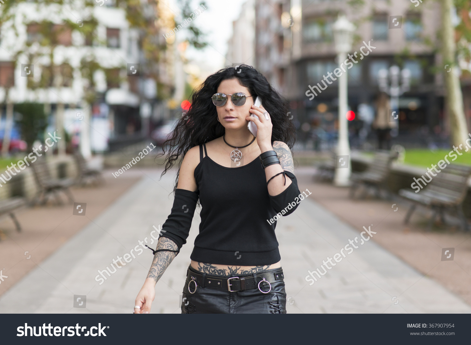 Beautiful Woman Sunglasses Heavy Metal Style Stock Photo Edit Now