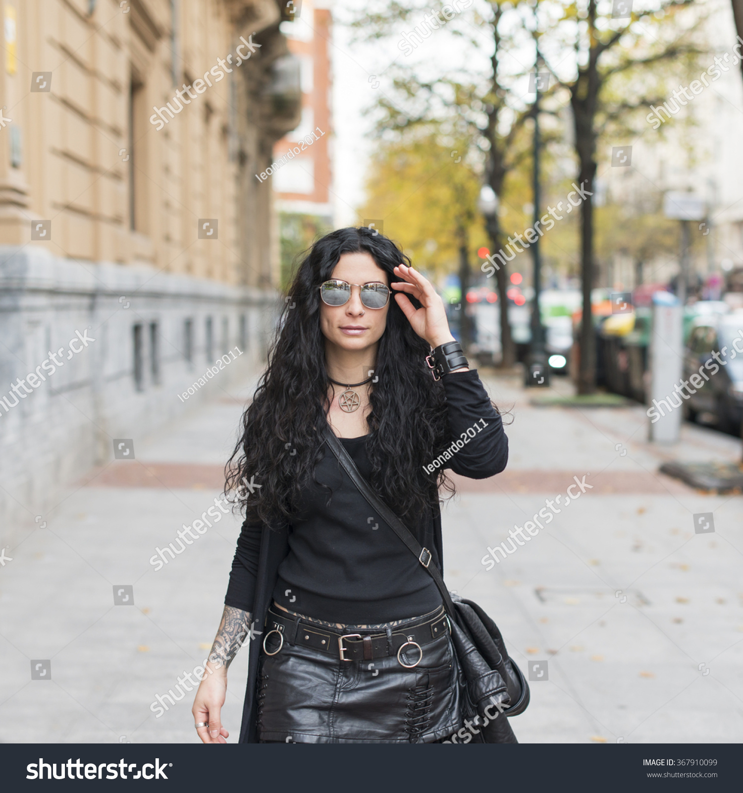 Beautiful Woman Sunglasses Heavy Metal Style Stock Photo Edit Now