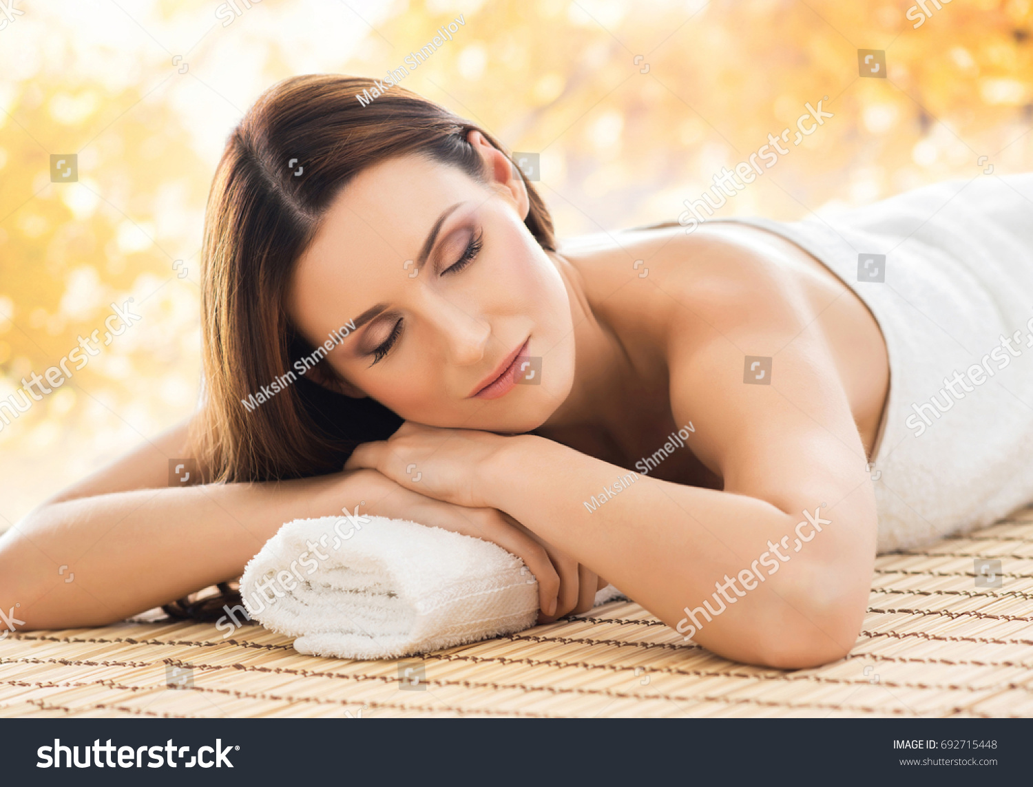  Coral Classic  Template Design Featuring Beautiful Young and Healthy Woman in Spa Salon Massage