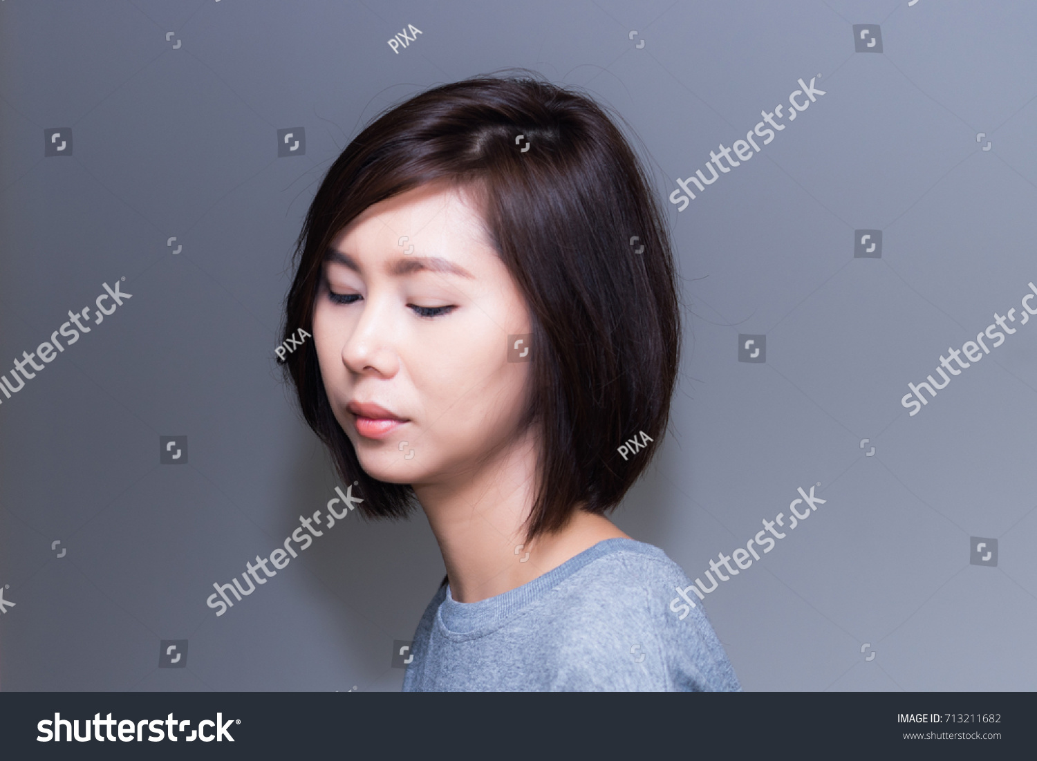 Beautiful Young Asian Woman Short Haircut Stock Image Download Now
