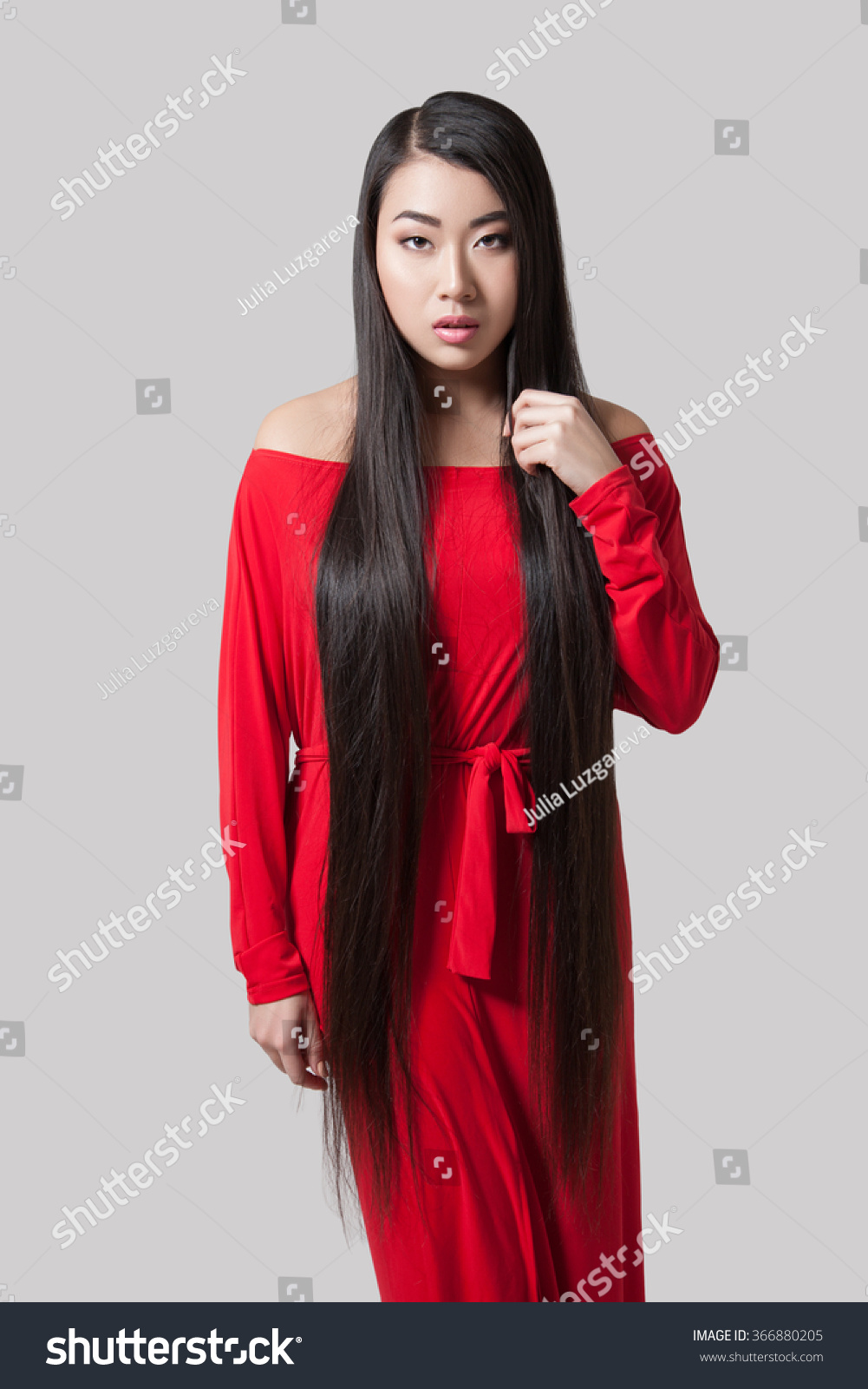 Beautiful Young Asian Woman Very Long People Beauty Fashion