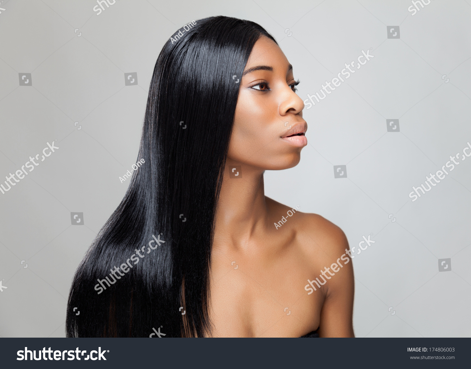 Beautiful Young Black Woman Long Straight Stock Photo (Edit Now) 174806003