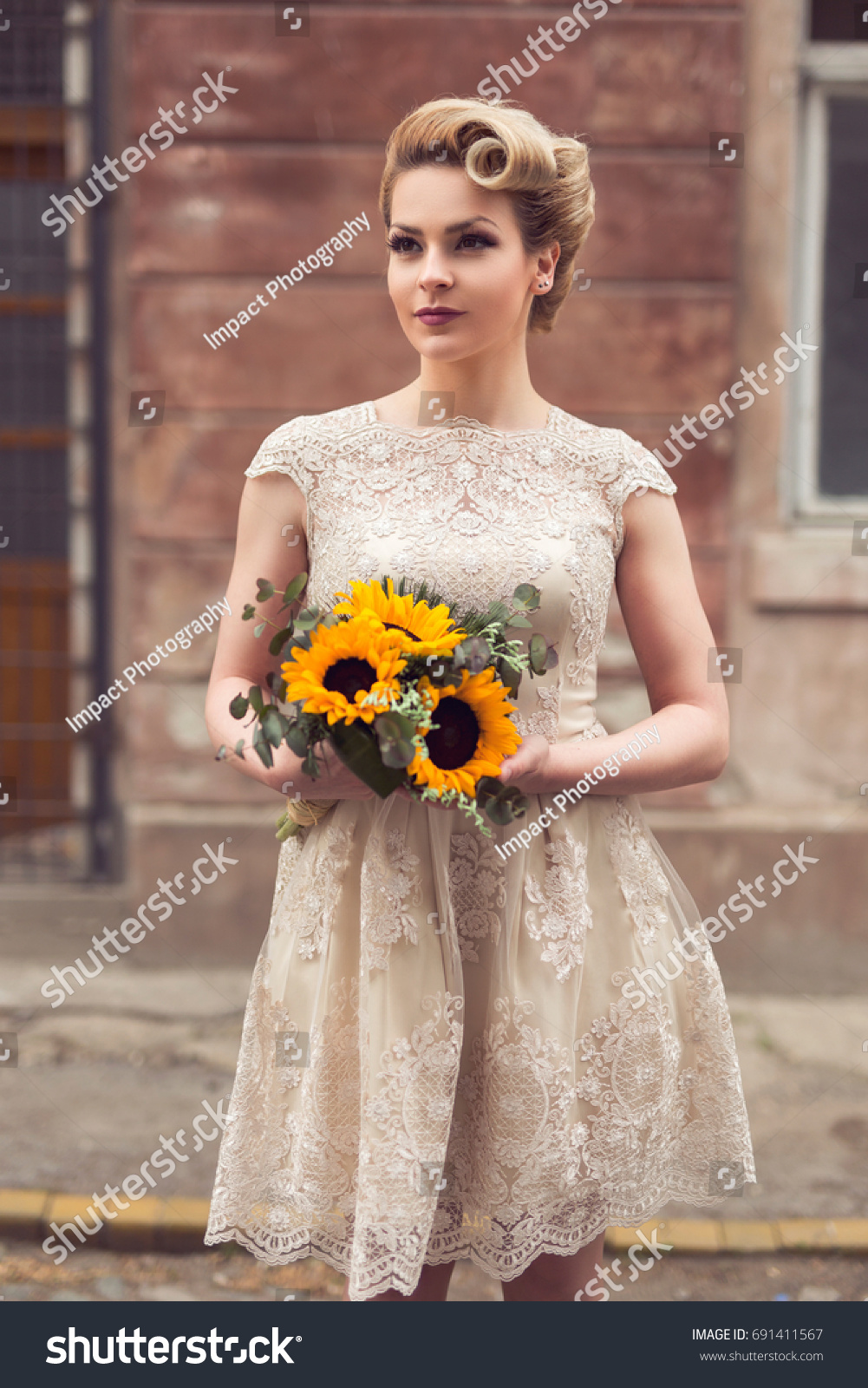 sunflower lace wedding dress